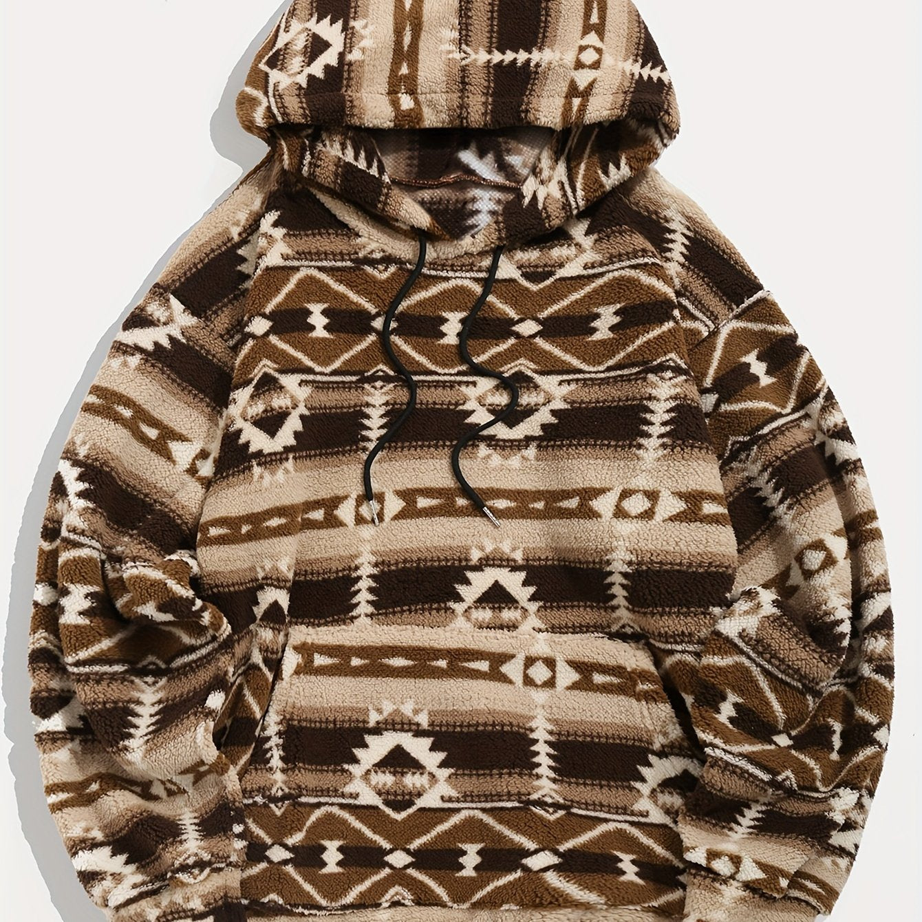 Men'S Fashion Hoodie, Autumn/Winter New Arrival, Ethnic Print, Ultrafine Microfiber, Casual Style, Polyester, Drawstring, Stretchy Knit, Loose Fit, Hooded Sweatshirt