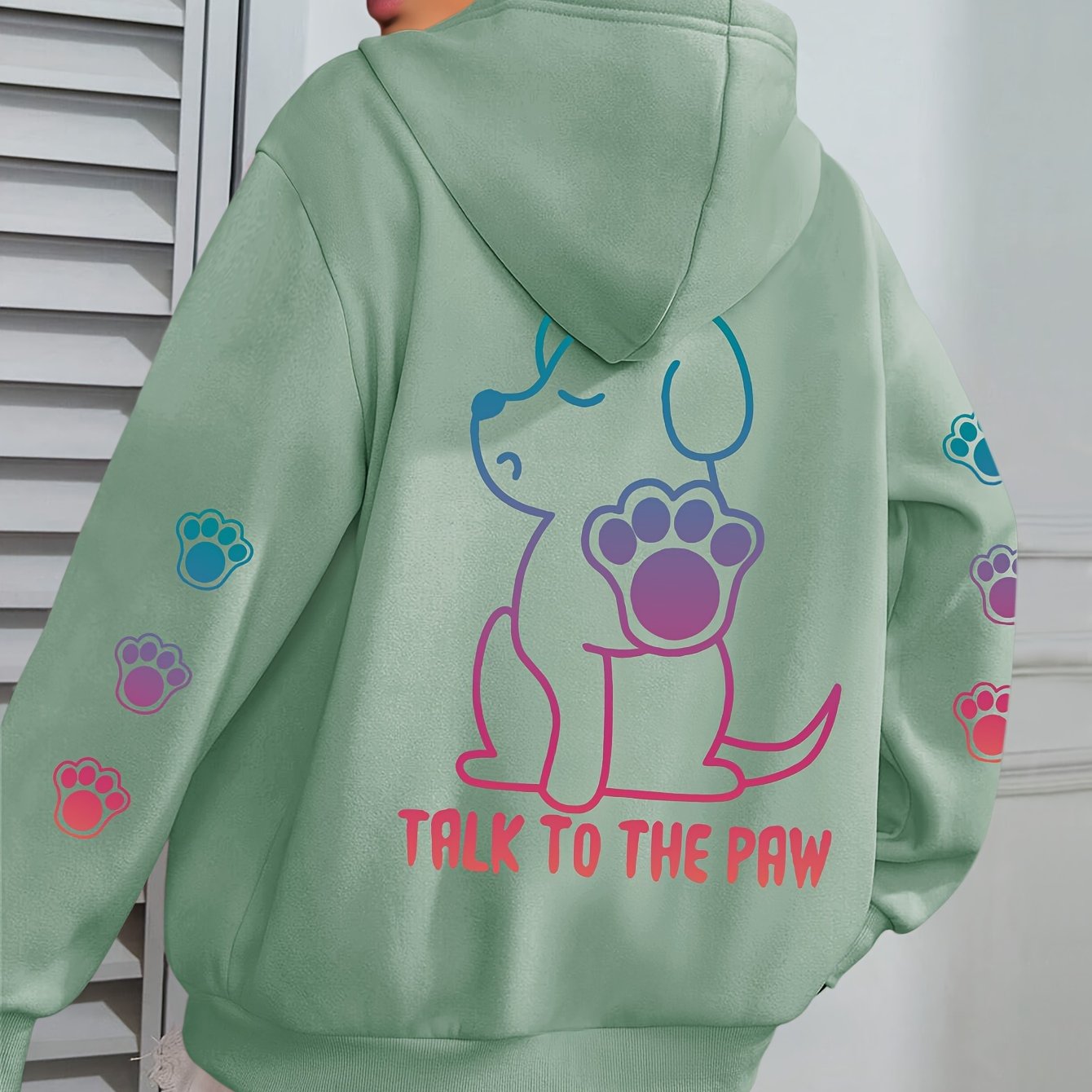 Women's Cozy Puppy Print Hoodie - Casual Long Sleeve with Kangaroo Pocket, Polyester Blend, Machine Washable - Perfect for Fall & Winter