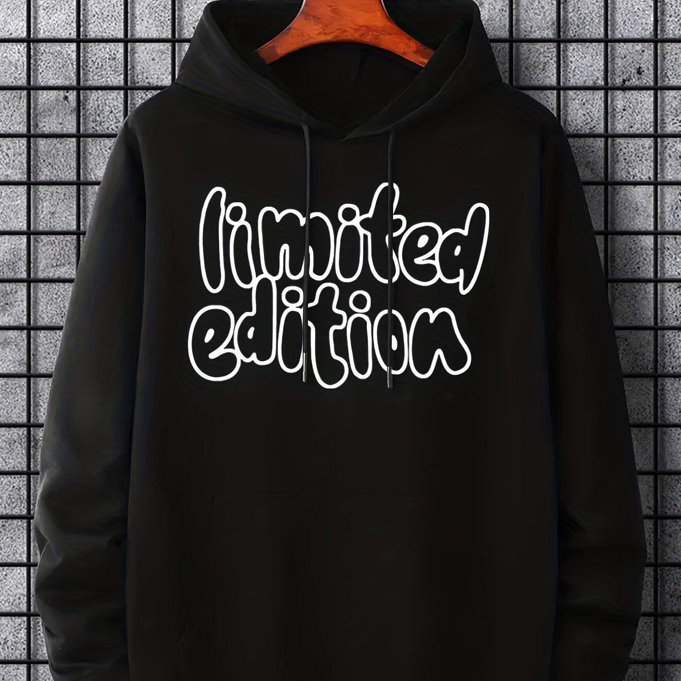 ''Limited Edition'' Graphic Men's Fleece Casual Drawstring Hoodie Sweatshirt Long Sleeve Fashion Hooded Pullover Hoodies With Pocket