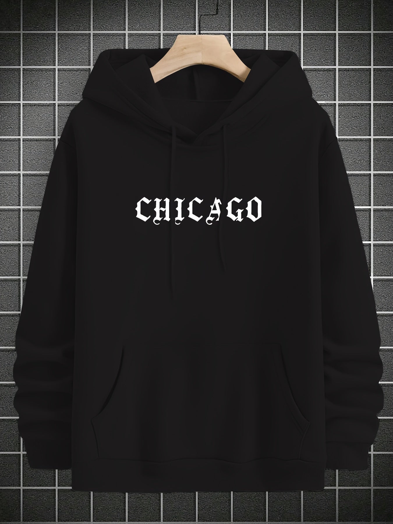 Men's Casual Hoodie with Unique Print Design - Soft Polyester, Machine Washable, Loose Fit Pullover with Kangaroo Pocket