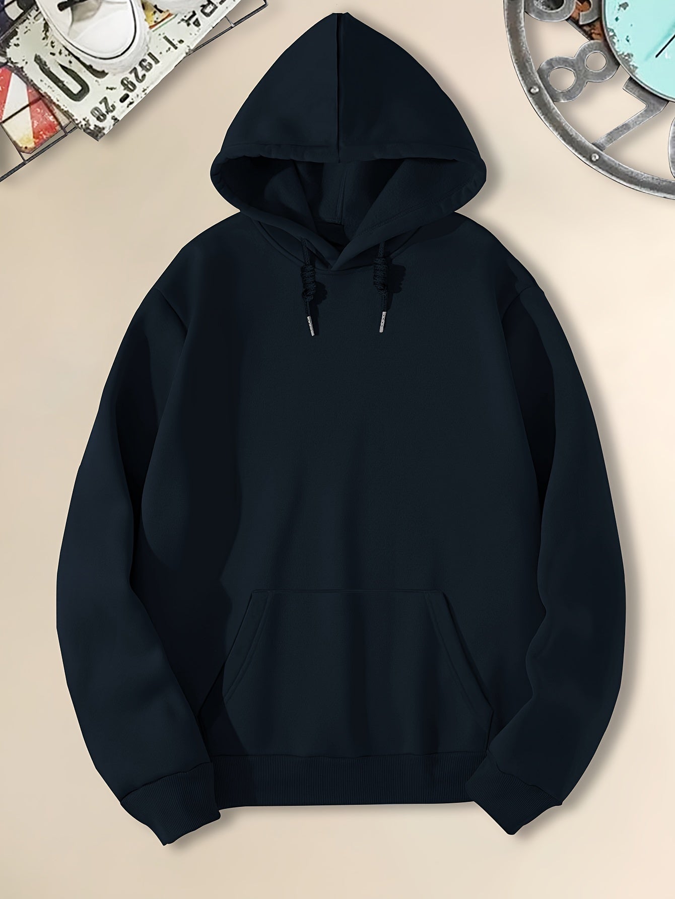 Men's Casual Black Hoodie with Sunset Sports Car Graphic - Cozy Long Sleeve Hooded Sweatshirt, Polyester, Machine Washable for Autumn & Winter, Sweater Hoodie