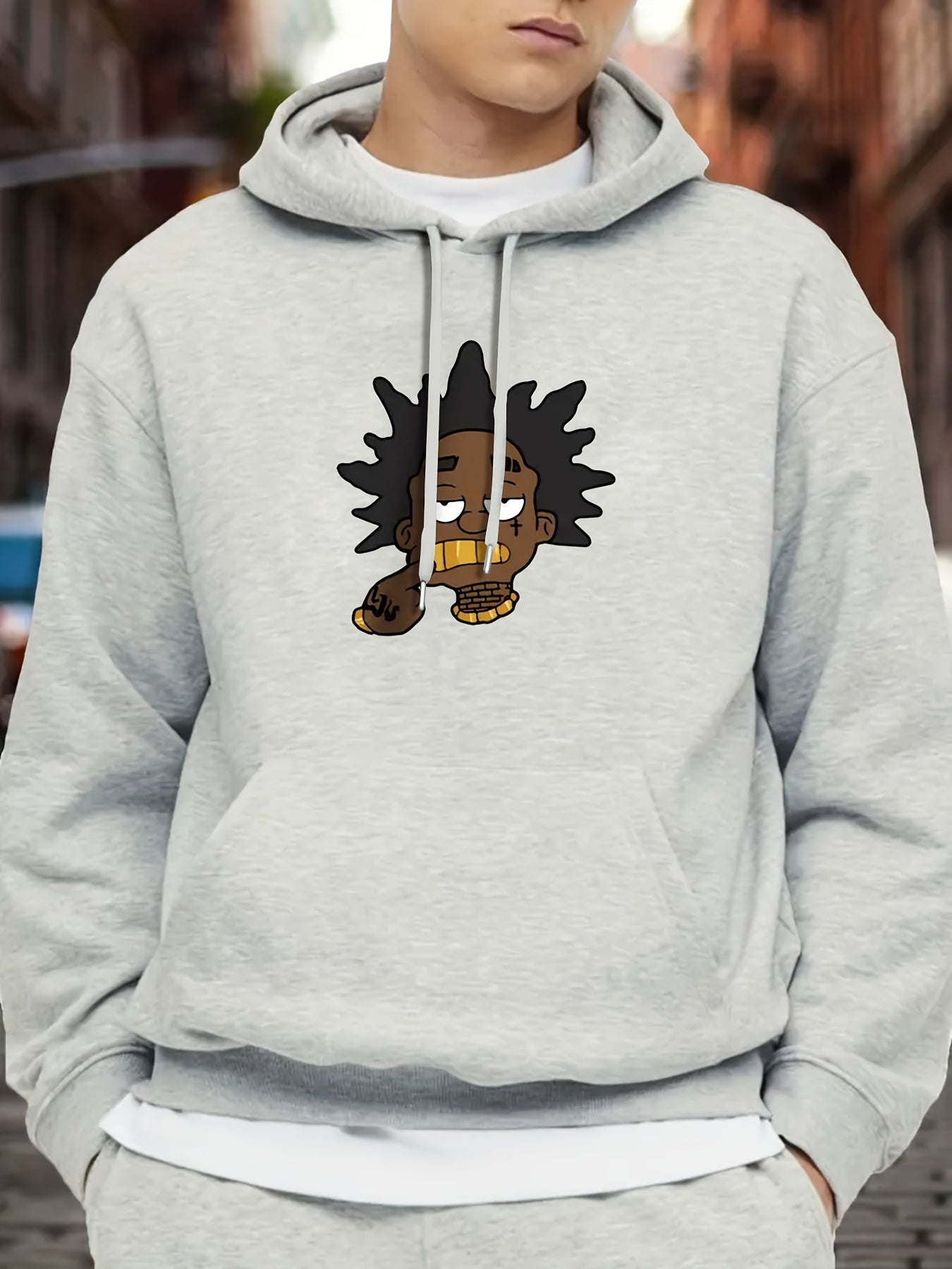 KOURRTER Unisex Cartoon Graphic Hoodie – Four Seasons Casual Knit Fabric Regular Fit with Pocket, 100% Polyester Geometric-pattern Hooded Sweatshirt with Slight Stretch