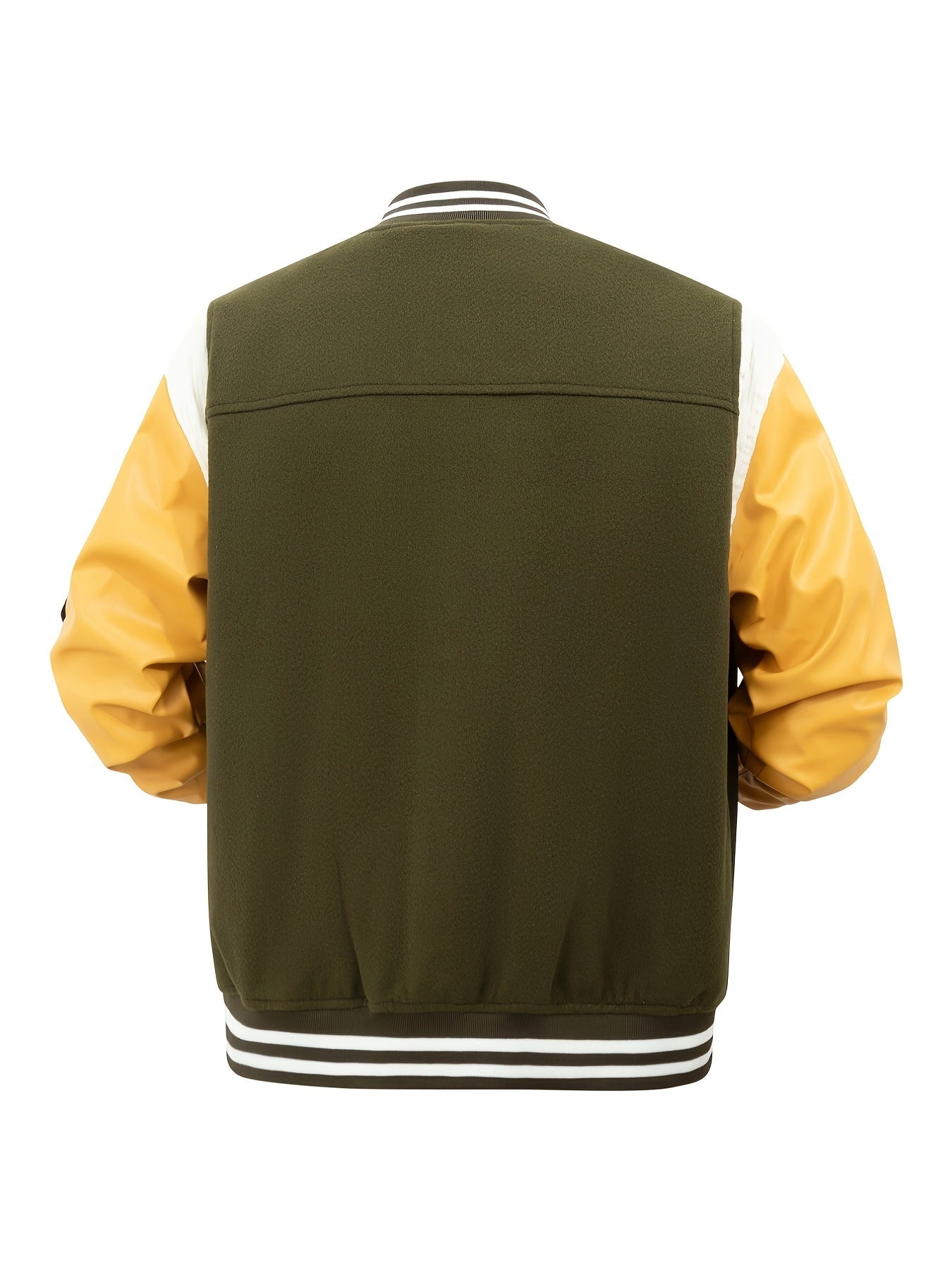 Men's Letter Double-wing Embroidery Varisty Jackets Vintage Long Sleeve PU Leather Patchwork Baseball Coats for Autumn&Winter