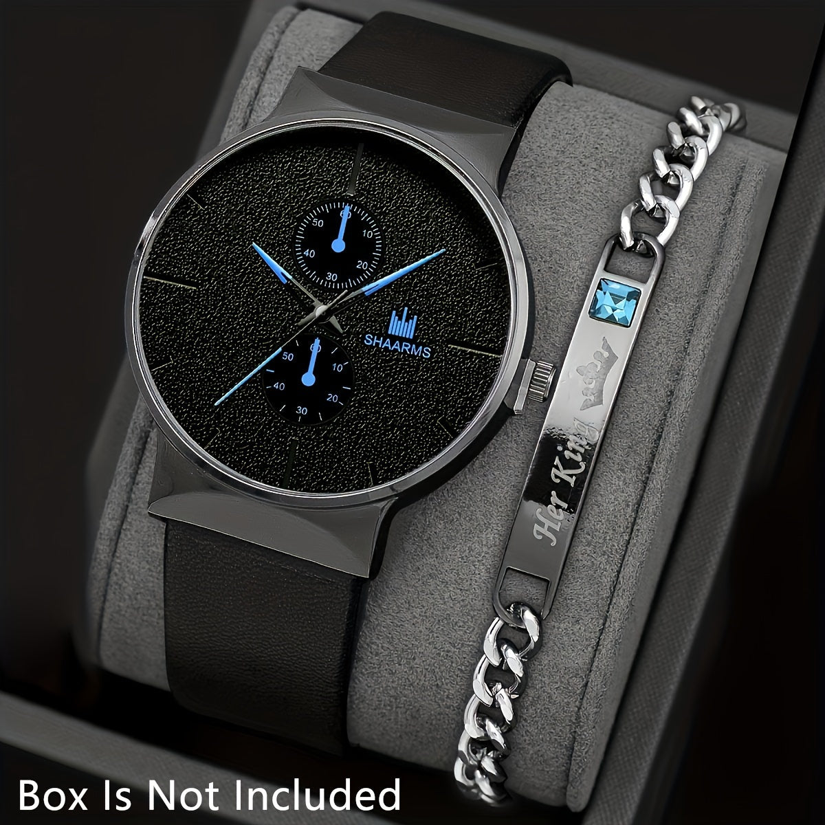 2pcs/set, Fashion Men's Simple Business Quartz Watch & Bracelet Set, Ideal Choice For Gifts