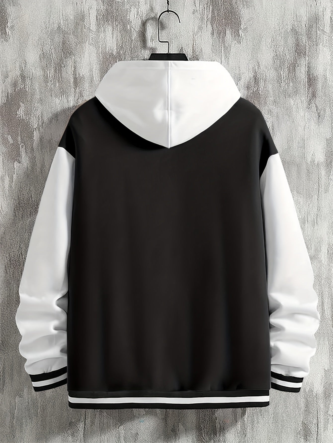 1pc Men'S Casual Polyester Letterman Jacket with Slight Stretch - Knit Fabric Baseball Collar, Button Closure, Regular Fit for Fall/Winter