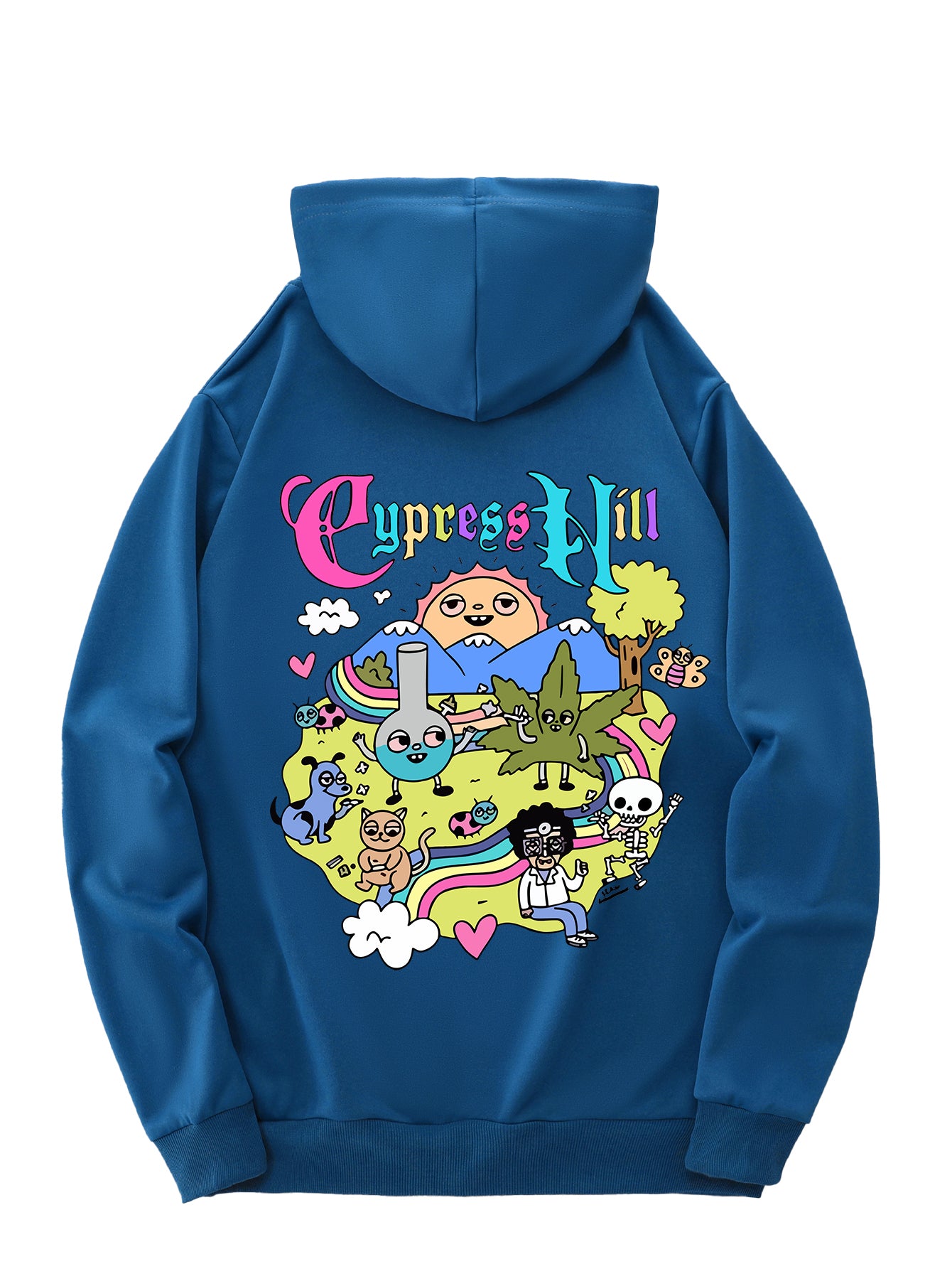 Men'S Fashion Hoodie with Cypress Hill Geometric Cartoon Print - All Season Casual Knit Polyester Sweatshirt with Hood, Drawstring, Kangaroo Pocket, Regular Fit - Unisex Stylish Pullover