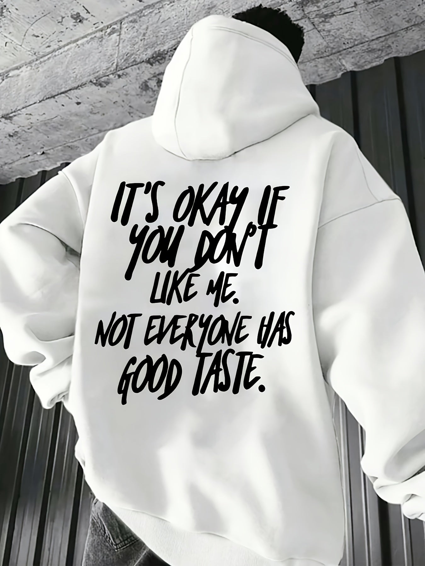 Men's Casual Hoodie with Drawstring & Kangaroo Pocket - Letter Print, Drop Shoulder Design for Everyday & Holiday Wear, Polyester Blend