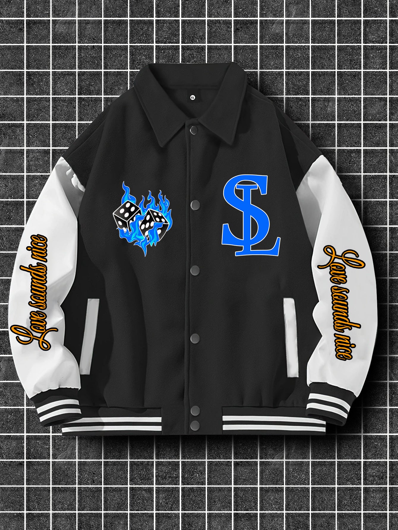 Men's Trendy Casual Baseball Jacket with Unique Print Design - Thick, Polyester, Machine Washable, Button-Up Collar