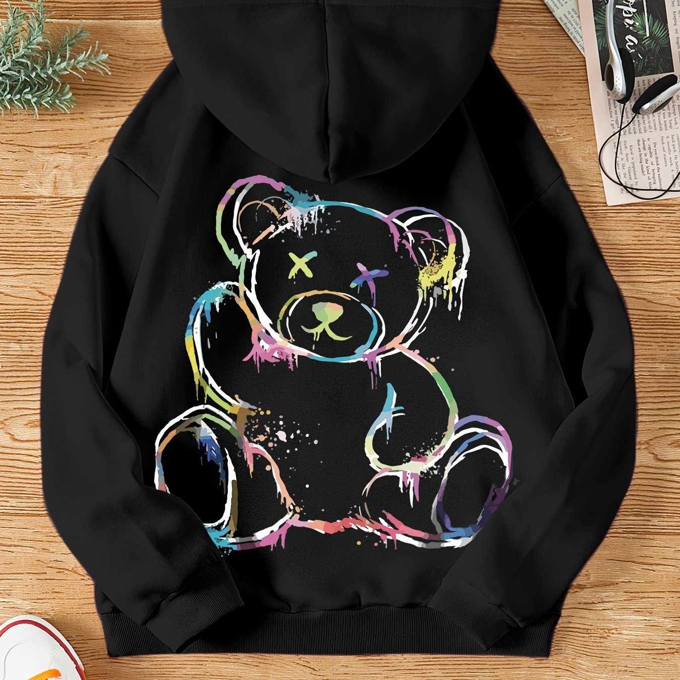 Graphic Print Hoodie, Drawstring Casual Hooded Sweatshirt for Winter & Fall, Women's Clothing