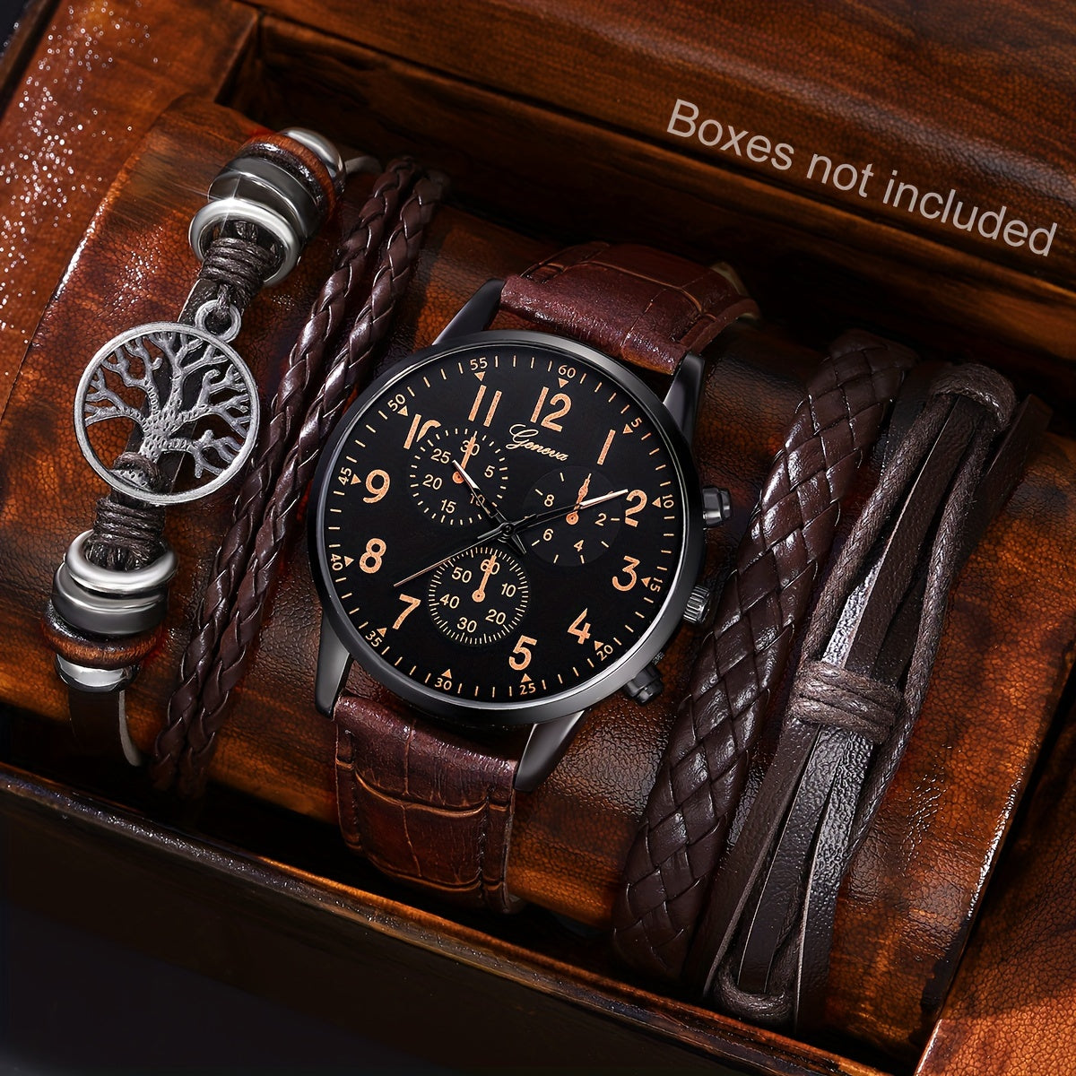 Middle East, Ramadan Men Watch 1pcs Men's Black Nylon Strap Casual Industrial Style Round Dial Calendar Pointer Quartz Watch And 3pcs Bracelets Watch for Men Suitable for Men Party Birthday Wear Or As Brother The Best Gift fo