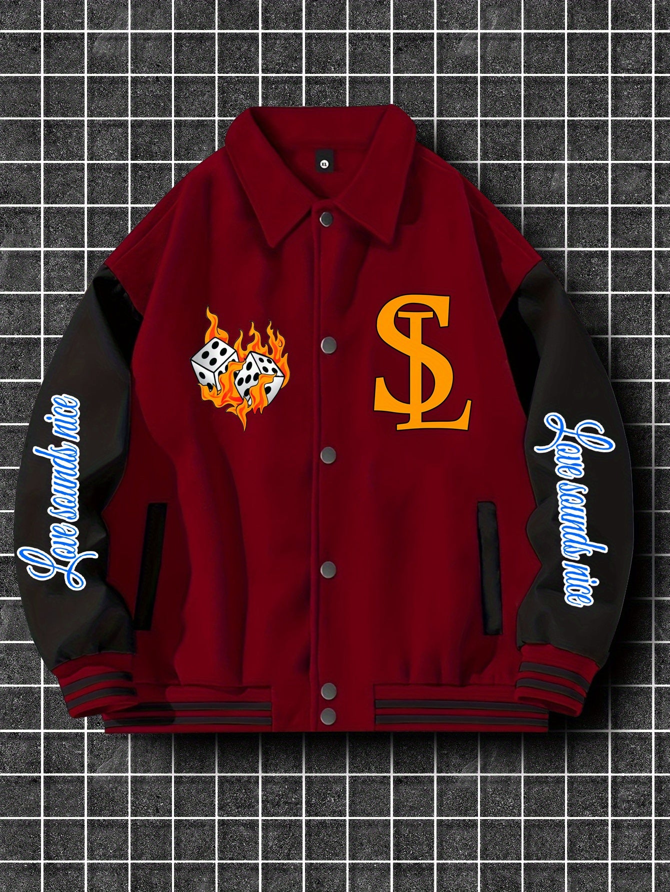 Men's Trendy Casual Baseball Jacket with Unique Print Design - Thick, Polyester, Machine Washable, Button-Up Collar
