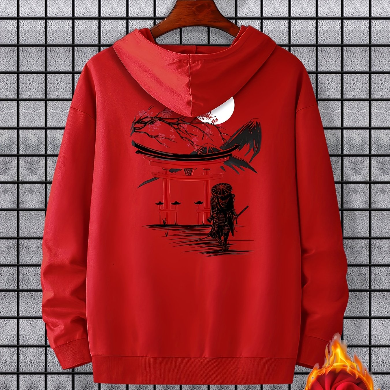 Men's Long Sleeve Ancient Style Knight Pattern Print, Hoodies Street Casual Sports And Fashionable With Kangaroo Pocket Sweatshirt, Suitable For Outdoor Sports, For Autumn And Winter, Fashionable And Versatile