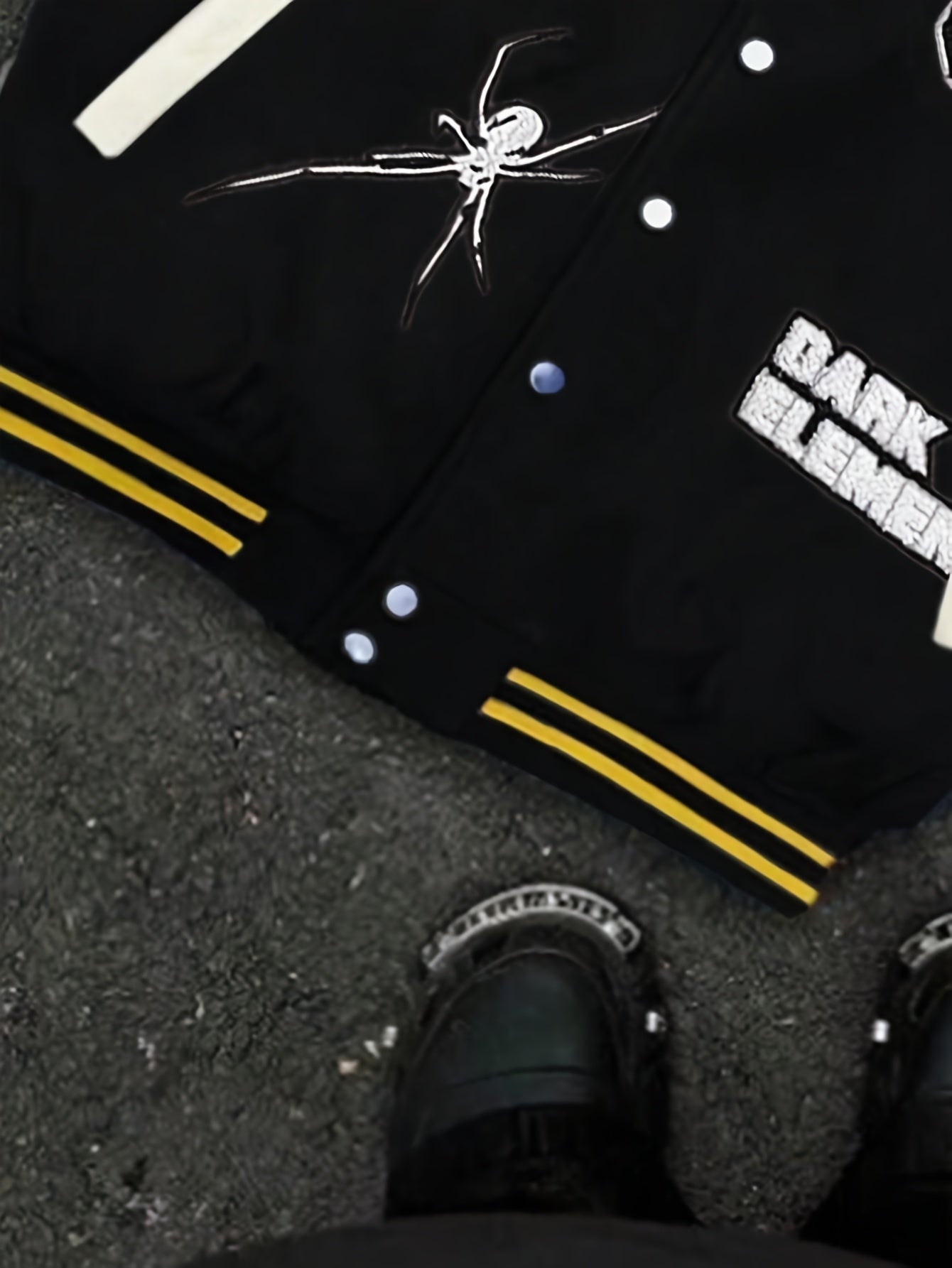 Trendy Fall Fashion Two-Piece Set: Casual Spider & "Remember My Name" Print Baseball Jacket with Pockets - Polyester, Snap Closure, Long Sleeves for Couples