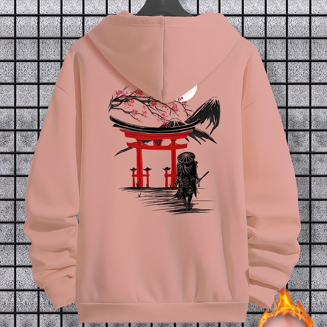 Men's Long Sleeve Ancient Style Knight Pattern Print, Hoodies Street Casual Sports And Fashionable With Kangaroo Pocket Sweatshirt, Suitable For Outdoor Sports, For Autumn And Winter, Fashionable And Versatile