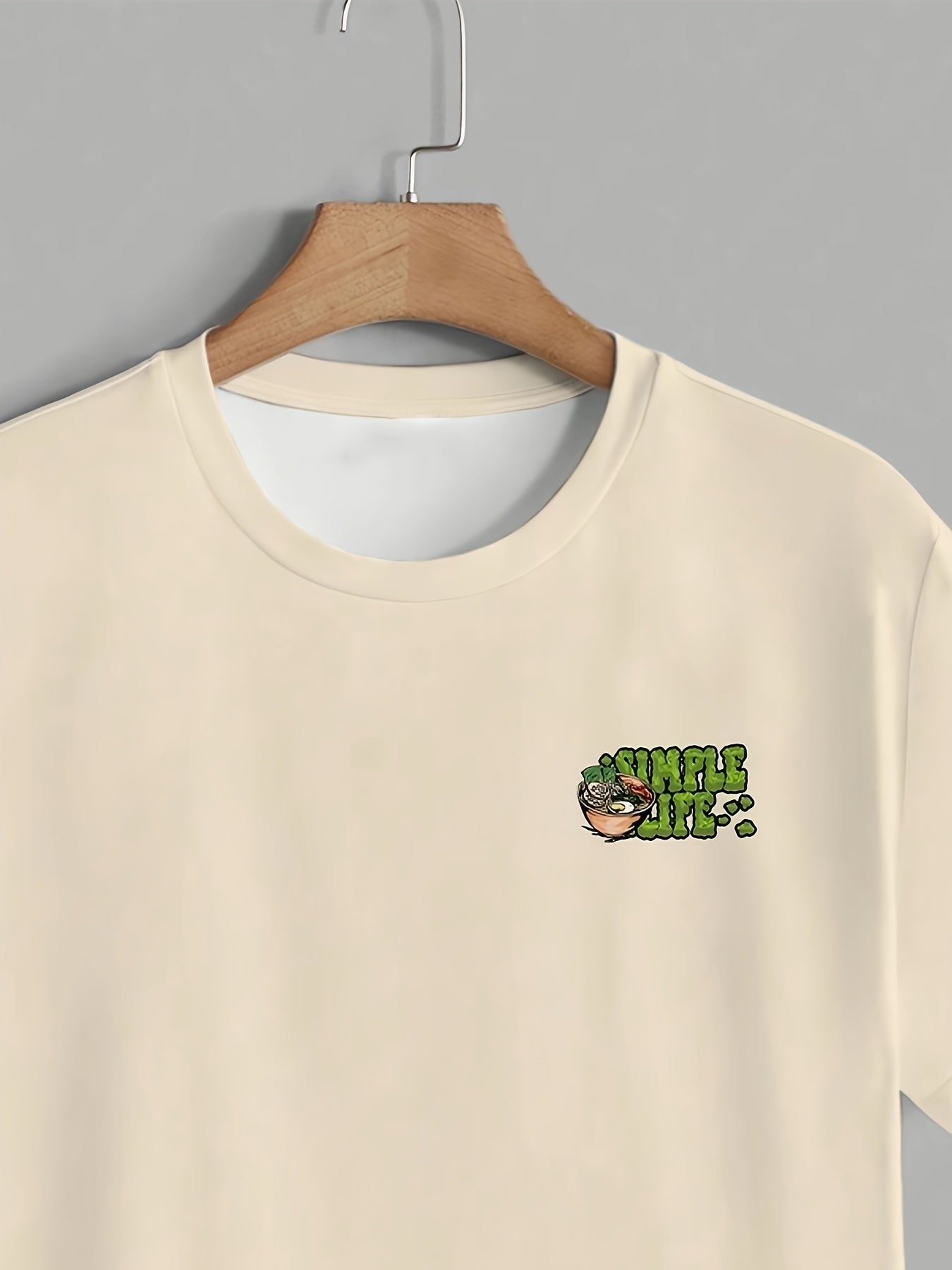 Men's Summer Essential T-Shirt - Casual Street Style with "SUPER GREAT" Cartoon Print, Crew Neck, 100% Polyester Blend, Regular Fit, Machine Washable