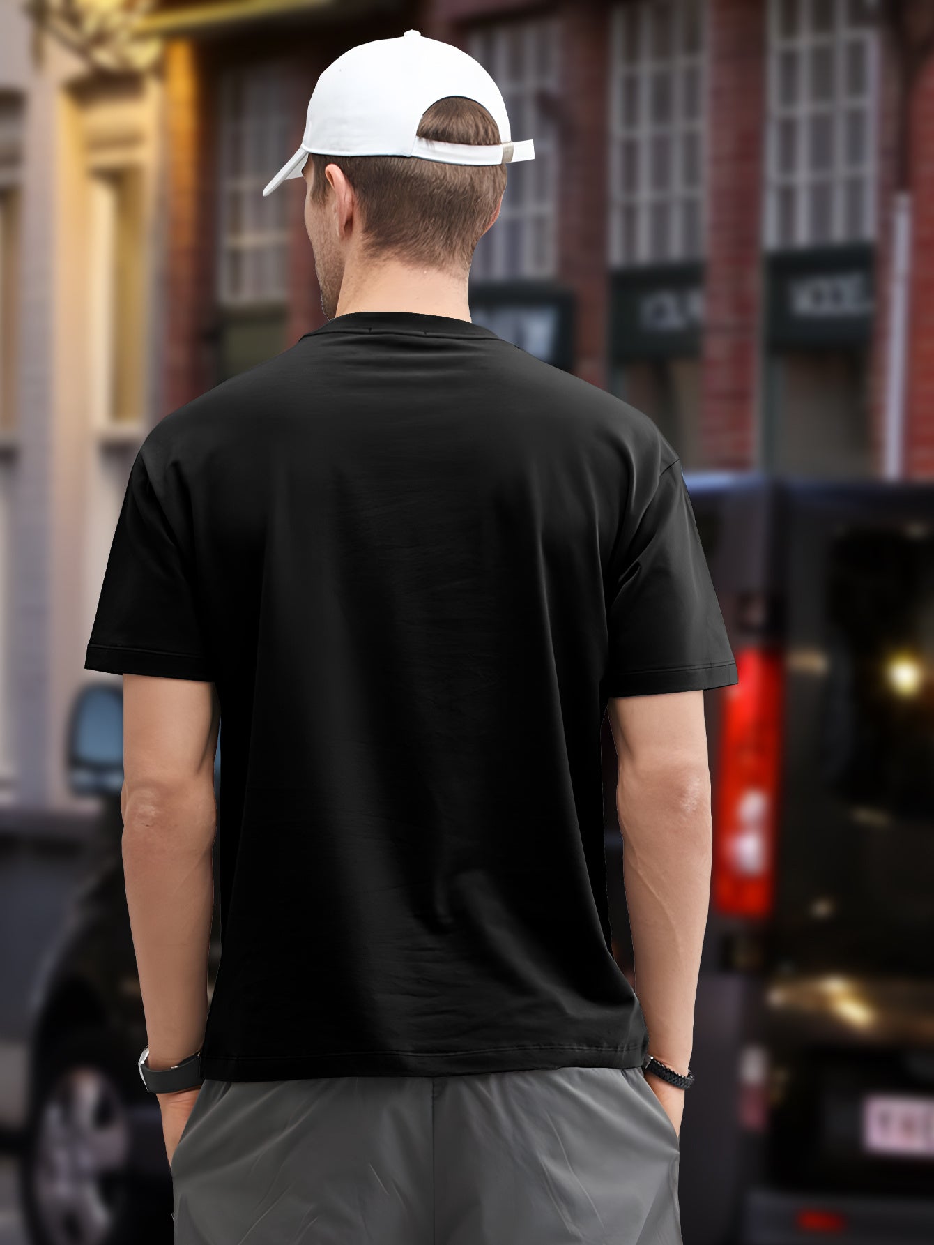 Men's Plus Size Black T-Shirt with Panda Graphic - Casual, Non-Stretch Polyester, Crew Neck, Short Sleeve Tee for Summer, Oversized T Shirt
