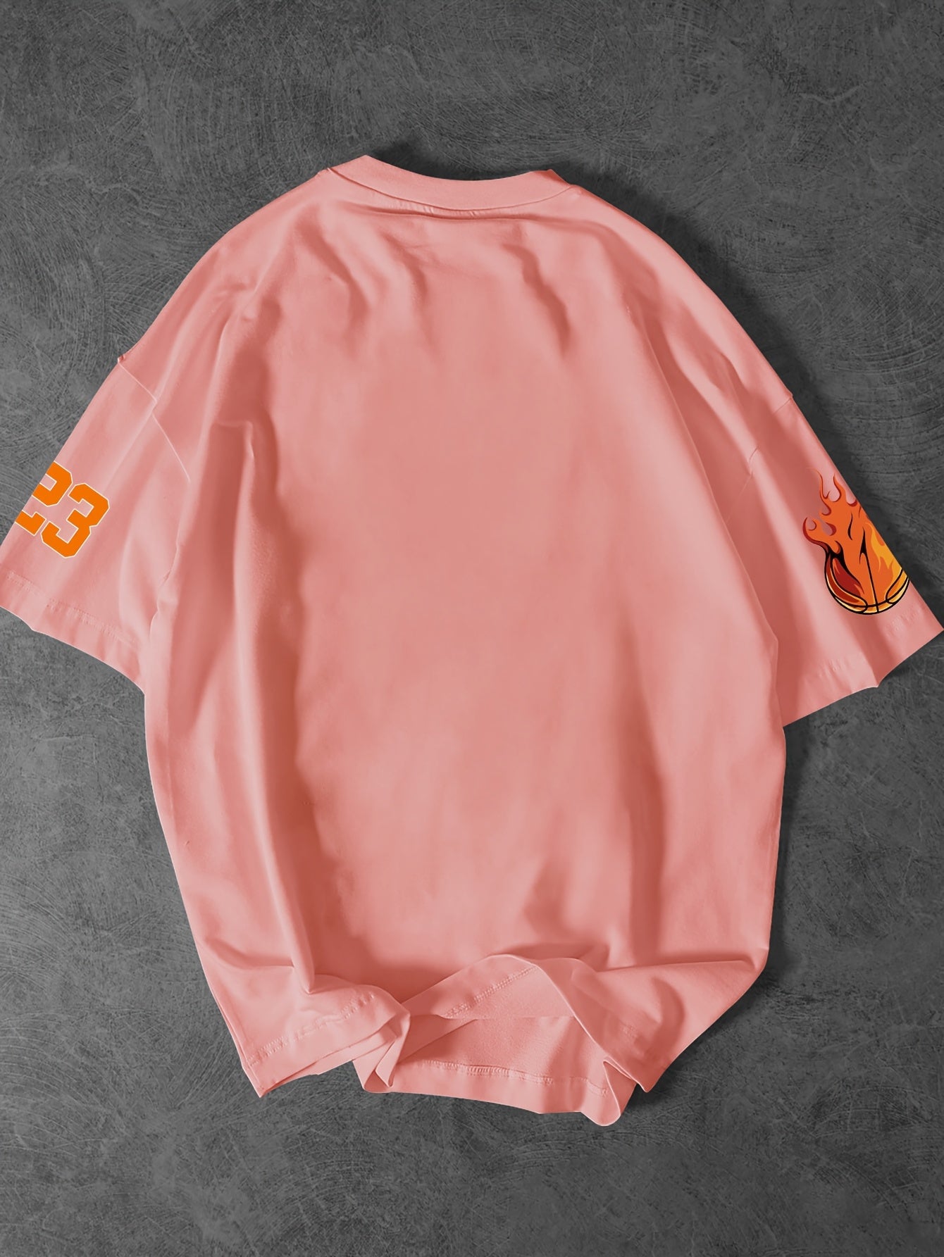 Men'S Casual Basketball Print Crew Neck T-Shirt, Polyester Knit Fabric, Loose Fit, with Slight Stretch, for Summer Tee