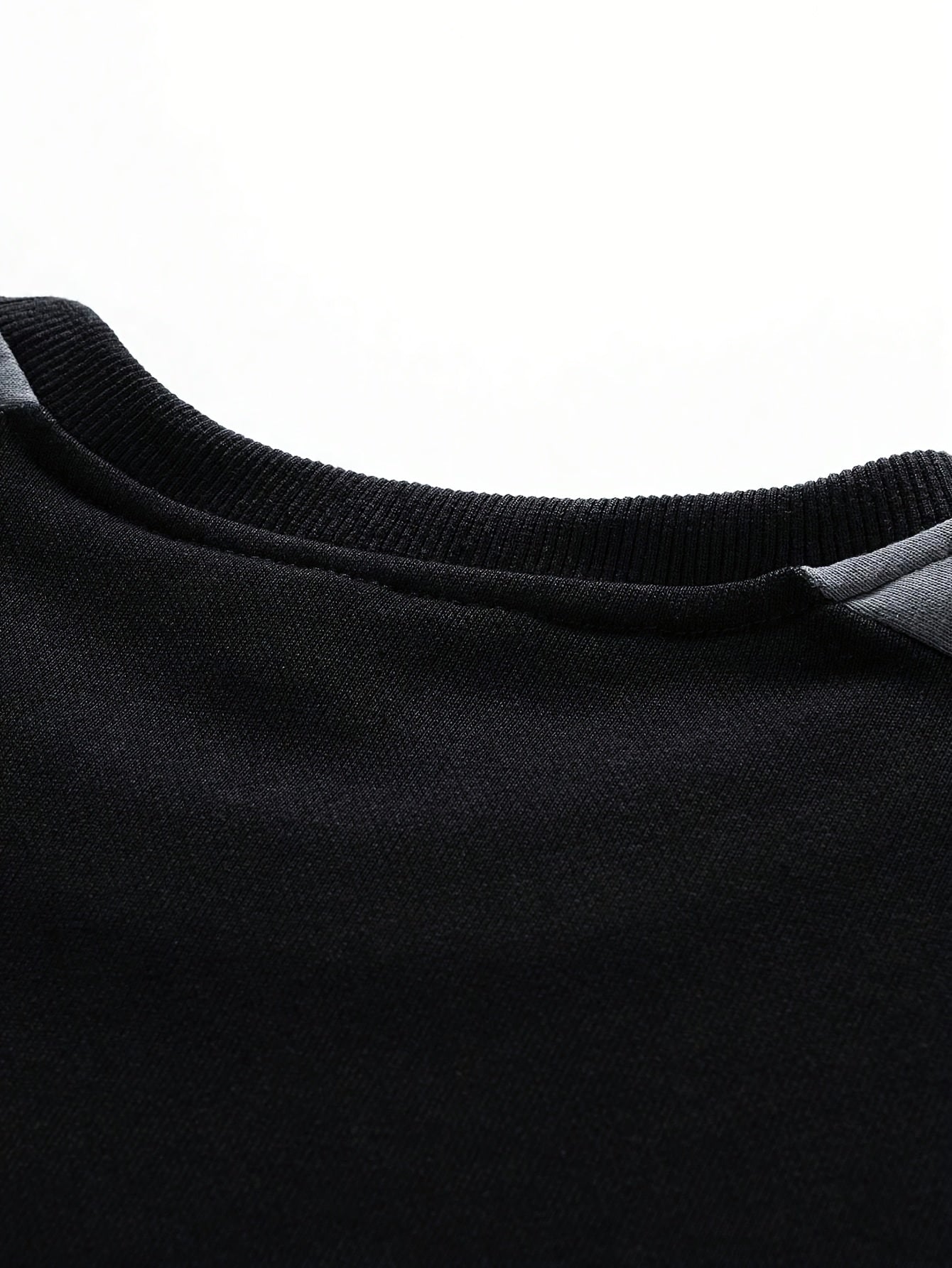 1pc Men'S Fashion Color Block Crew Neck Sweatshirt, Casual High-Weight Long Sleeve Pullover with Contrast Shoulder Sleeves, 100% Polyester Jersey Knit Fabric, Regular Fit
