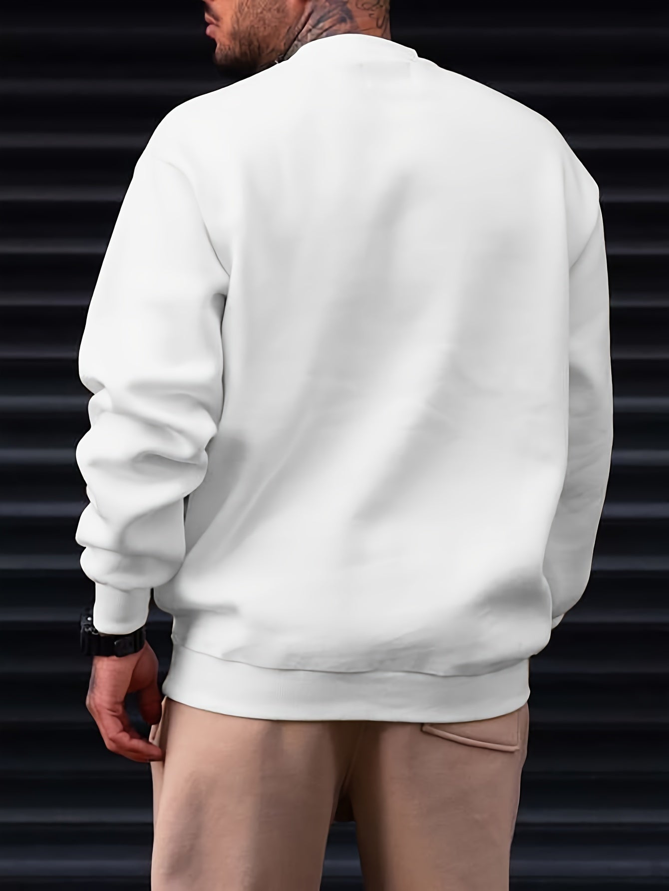 Men's Stylish Creative Cartoon Style Printed Floral Sports Casual Commuting Versatile Long-sleeved Round Neck Black Sweatshirt - An Exquisite