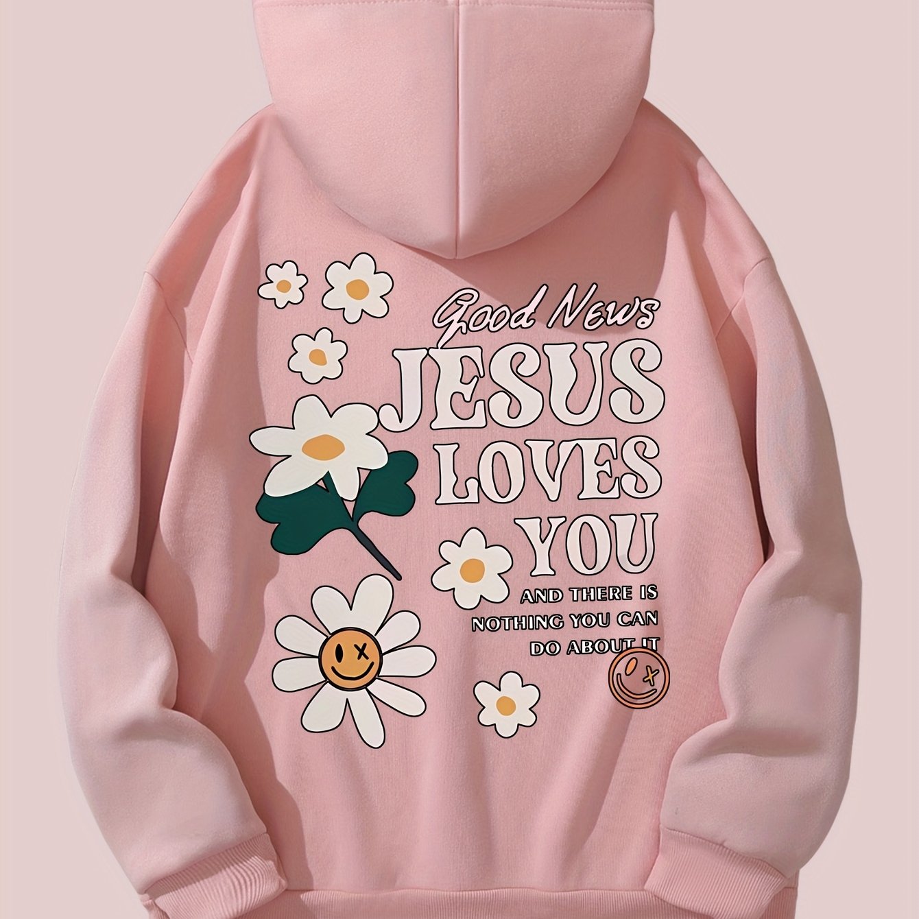 Personalized Letter Flowers Hoodie: Relaxed Regular Fits, Soft and Slightly Stretchable Polyester, Long Sleeve Design - Perfect for Fall/Winter Women