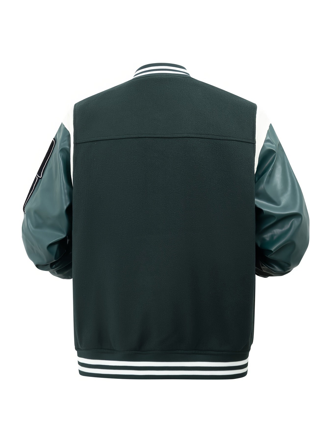 Men's Letter Double-wing Embroidery Varisty Jackets Vintage Long Sleeve PU Leather Patchwork Baseball Coats for Autumn&Winter