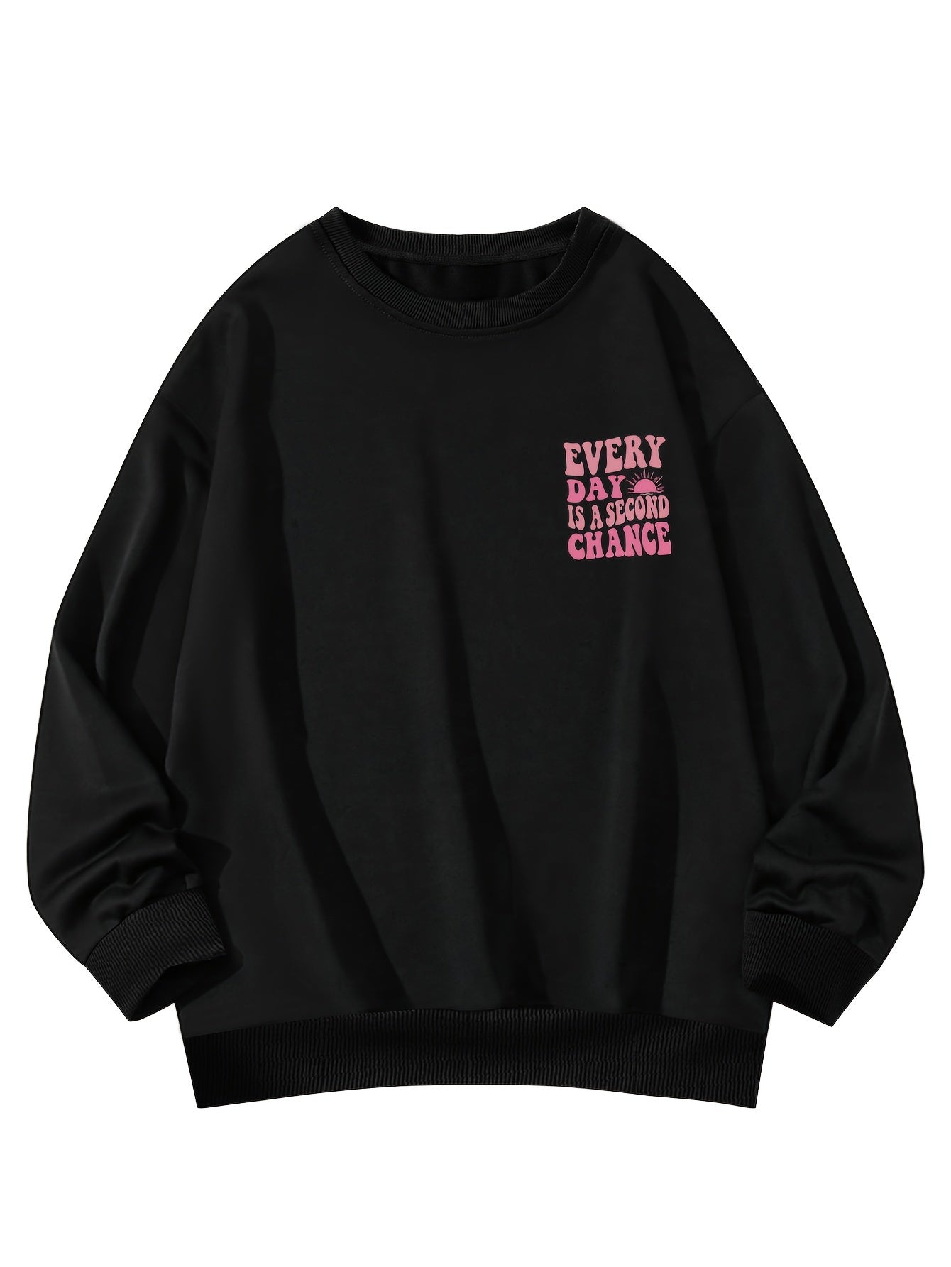 Letter Print Pullover Sweatshirt, Casual Long Sleeve Crew Neck Sweatshirt For Fall & Winter, Women's Clothing