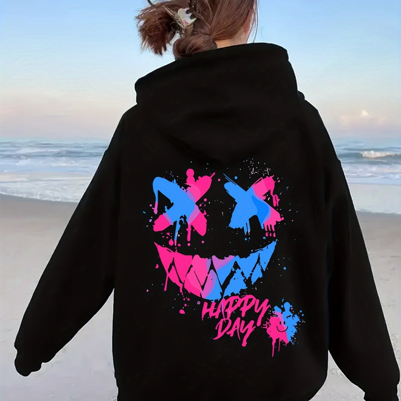 Festive Women's Hoodie: Polyester Blend, Casual Style, Winter Season, Adult Size, Knit Fabric, Printed Design