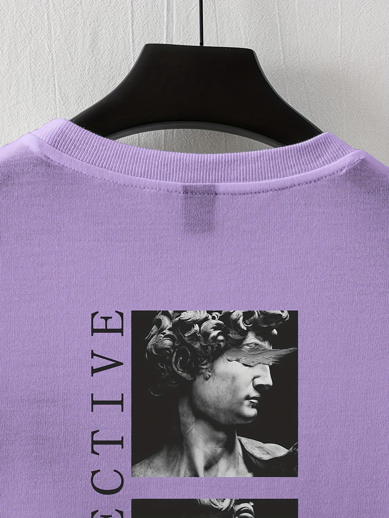Men's Street Style Loose-Fit T-Shirt with Unique Back Print - Breathable Polyester, Machine Washable