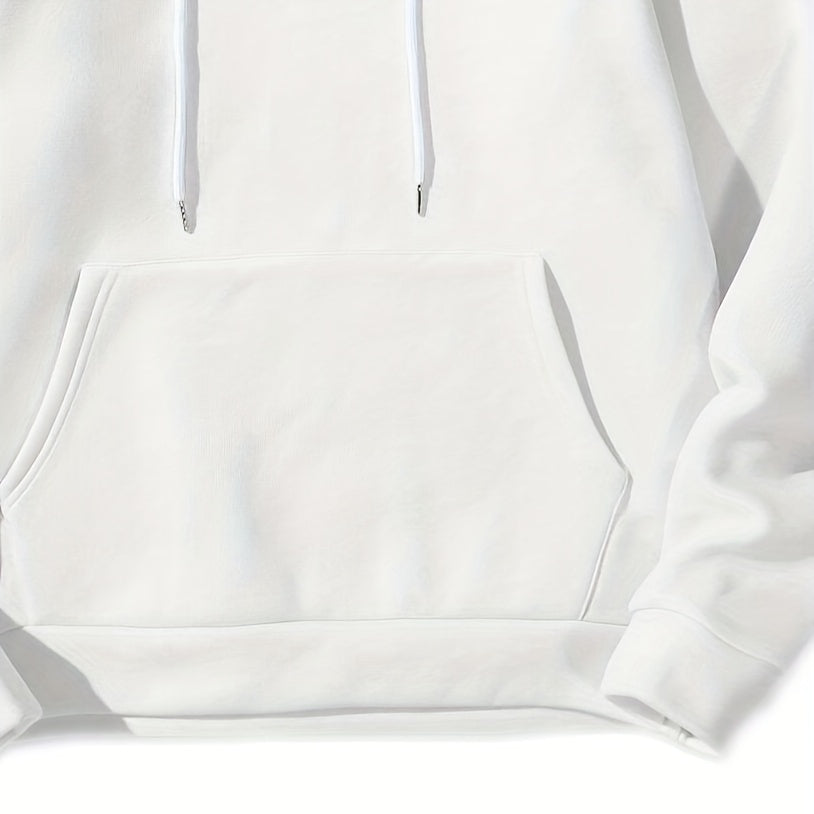Men's Cozy Fleece-Lined Hoodie with Dream Print - Casual & Sporty, Loose Fit Pullover for Fall/Winter, Oversized Fleece Hoodie