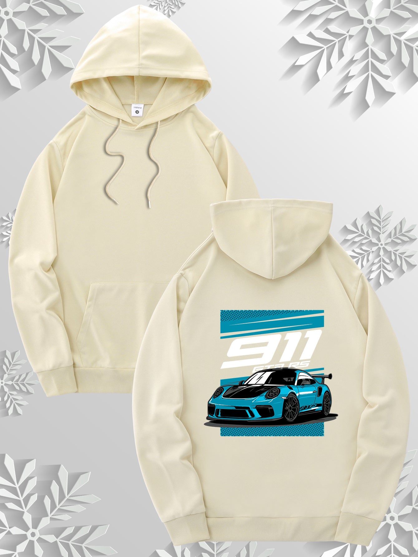 Cartoon sports car style hoodie | Cool racing car print design on the back, simple front, paying tribute to the classics, 9 colors to freely match, the best choice for car enthusiasts!