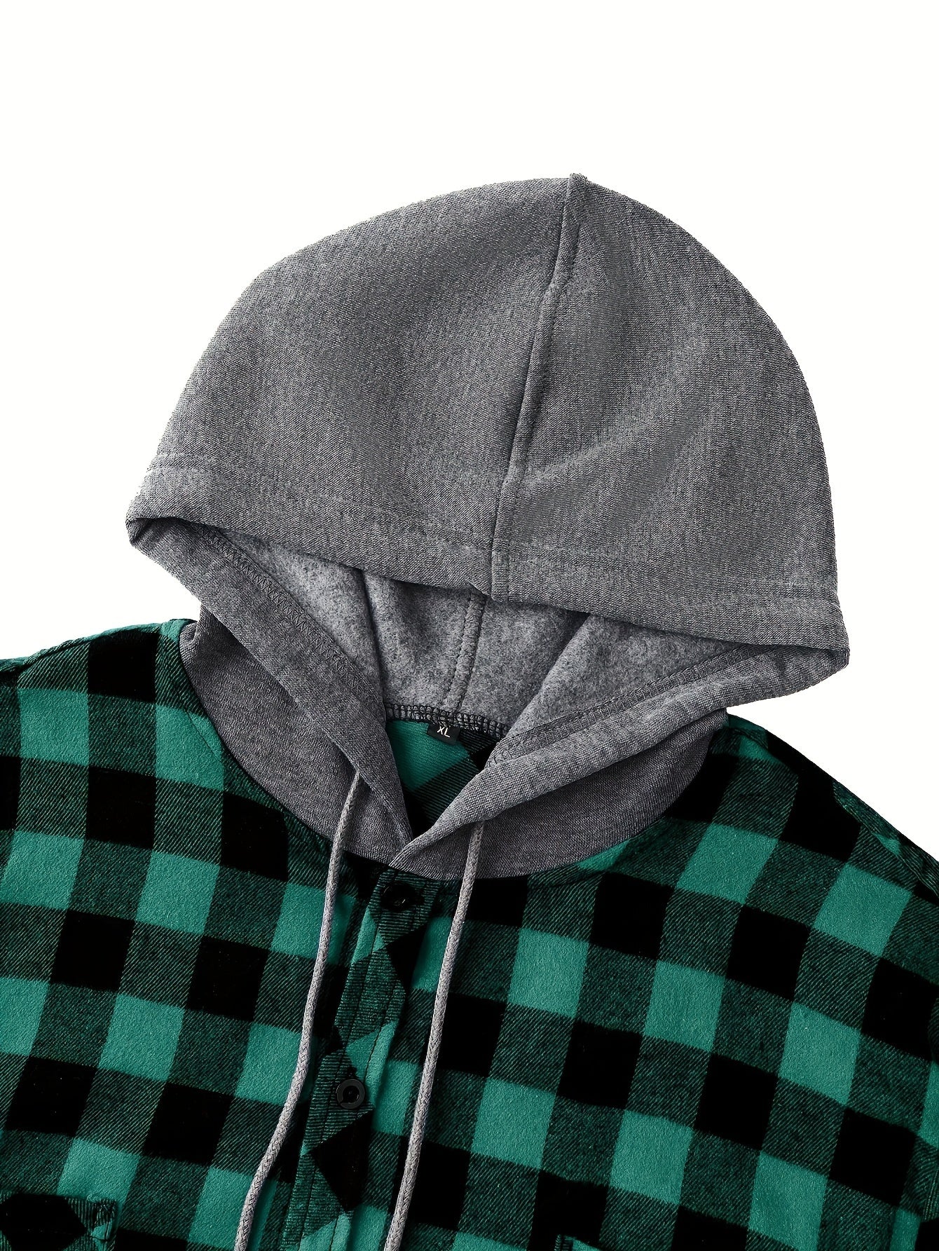 Fashionable Design Men's Plaid Pattern Hooded Long Sleeve And Button Up Shirt Jacket With Pockets, Chic And Trendy Hoodie Jacket For Outdoors Leisurewear