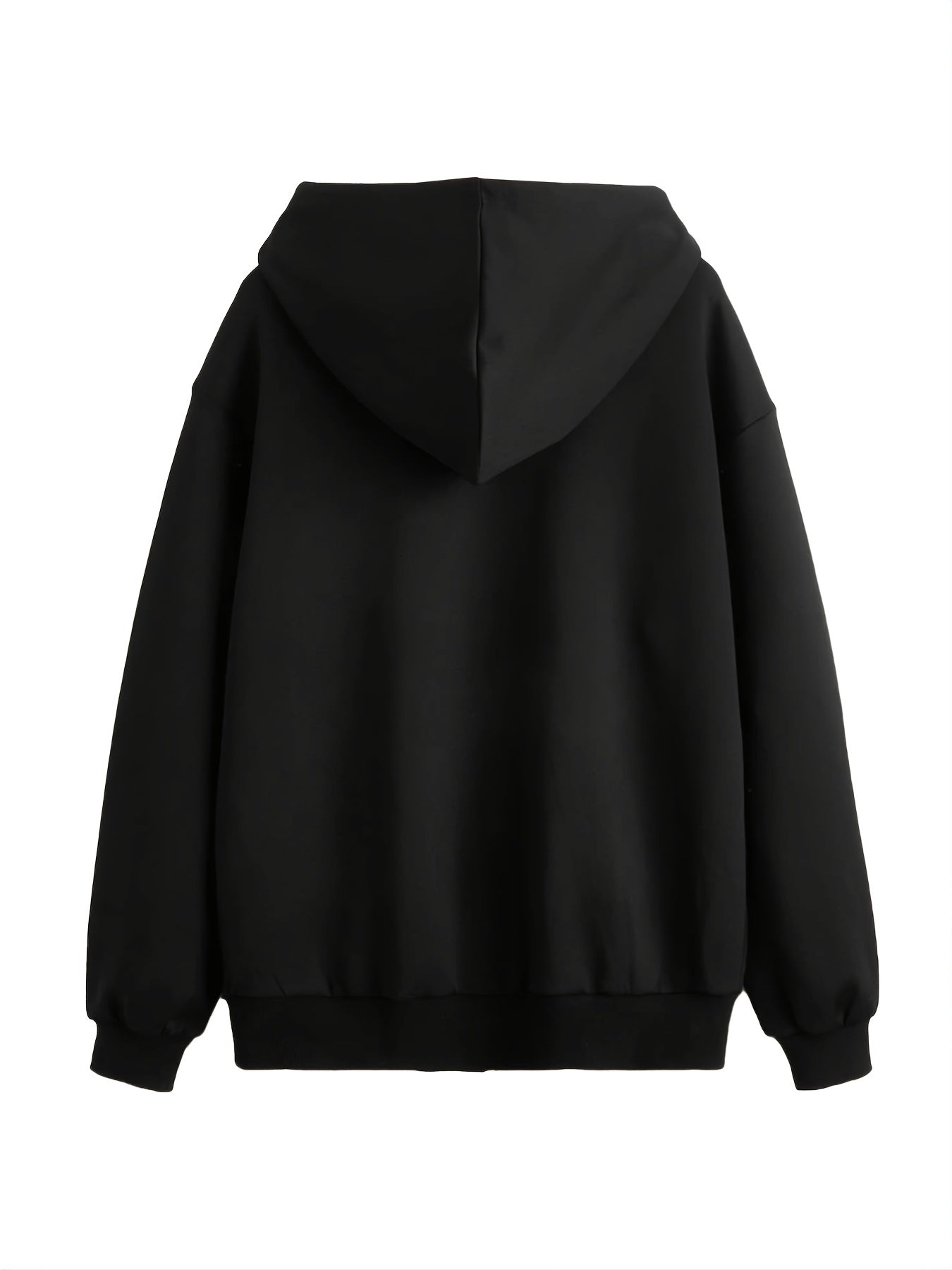 Heart Graphic Long Sleeve Zip Up Drawstring Hoodie, Stylish Pockets Loose Letter Print Sweatshirt, Women's Clothing