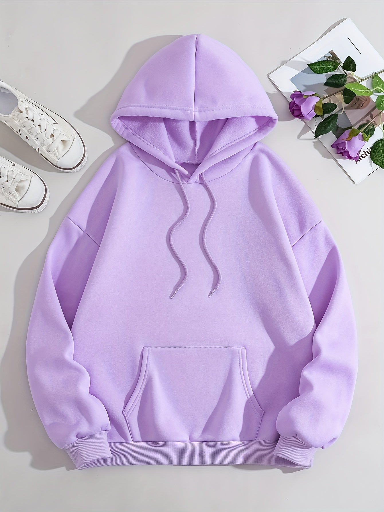 Ladies Fashion Hoodie: Relaxed Style, Polyester Material, Knit Fabric, All Seasons, No Detail, Letter Pattern