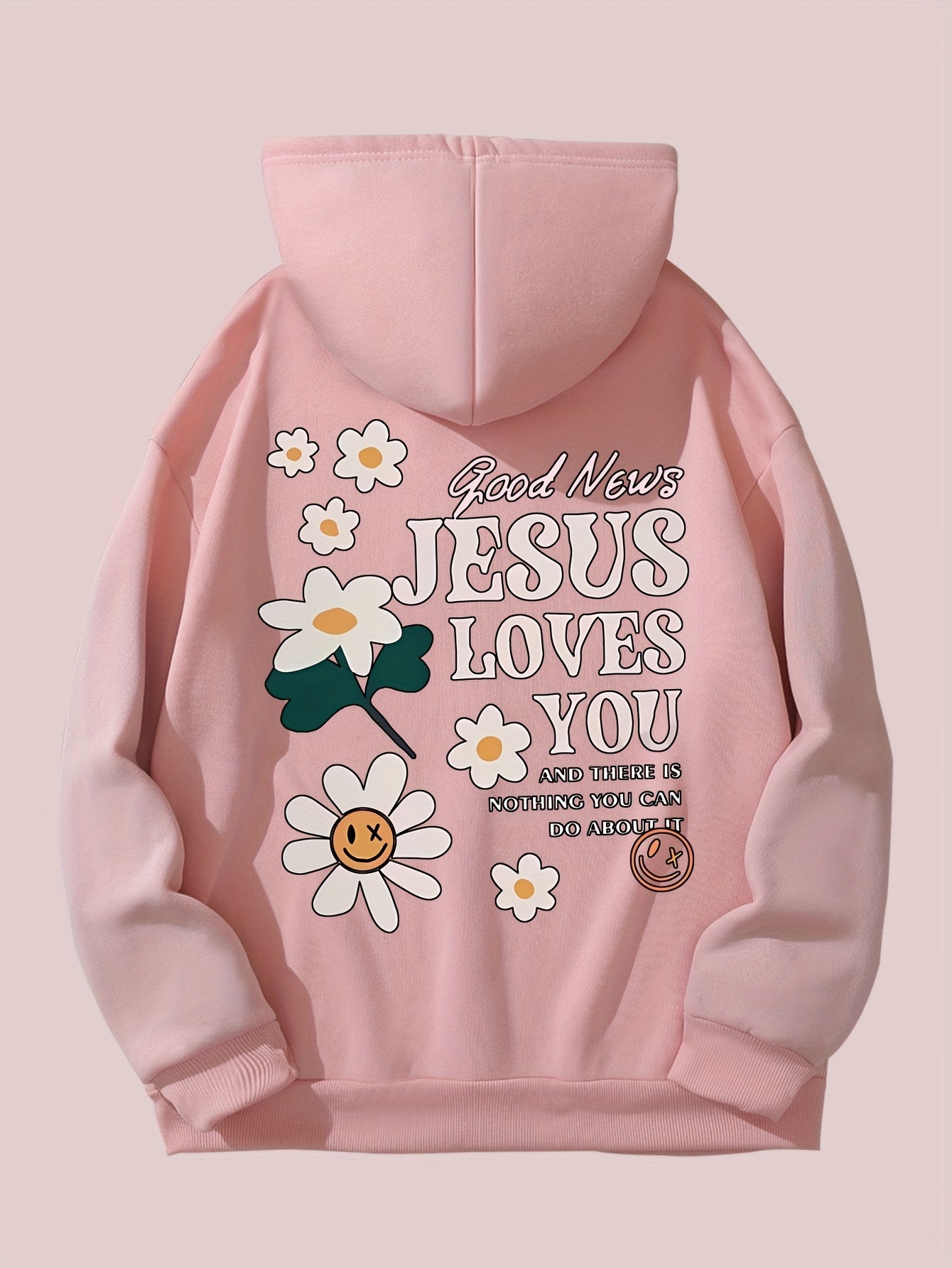 Personalized Letter Flowers Hoodie: Relaxed Regular Fits, Soft and Slightly Stretchable Polyester, Long Sleeve Design - Perfect for Fall/Winter Women
