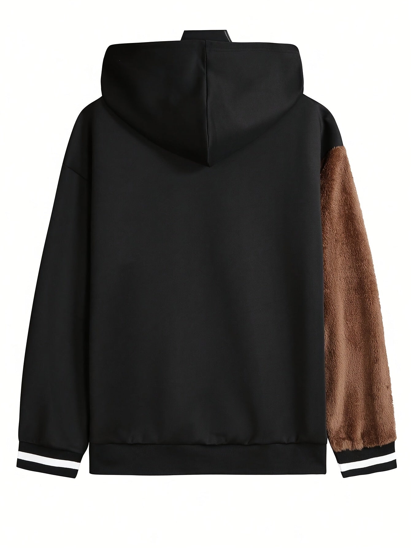 Men's Color Block Bruin Graphic Print Hoodie, Casual Long Sleeve Hooded Sweatshirt For Fall Winter Outdoor