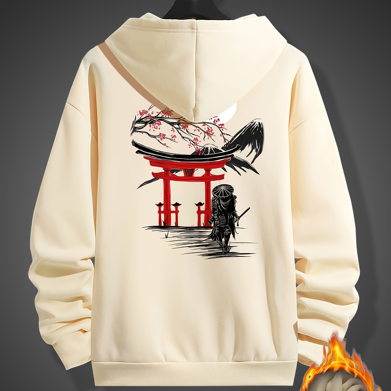 Men's Long Sleeve Ancient Style Knight Pattern Print, Hoodies Street Casual Sports And Fashionable With Kangaroo Pocket Sweatshirt, Suitable For Outdoor Sports, For Autumn And Winter, Fashionable And Versatile