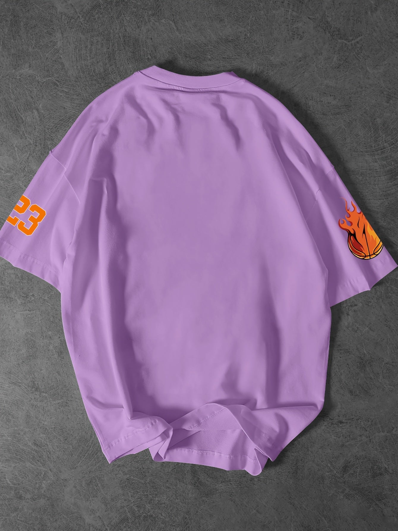 Men'S Casual Basketball Print Crew Neck T-Shirt, Polyester Knit Fabric, Loose Fit, with Slight Stretch, for Summer Tee