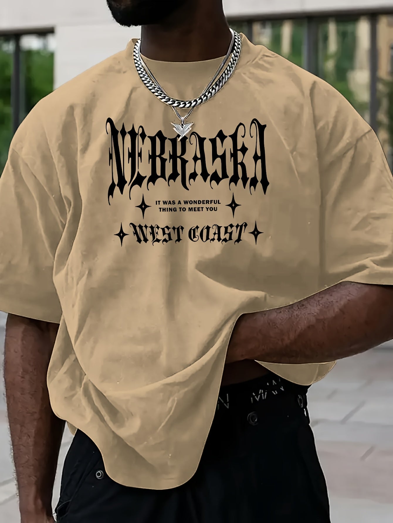 Men's Casual Angel & Peace Dove Graphic Tee - Loose Fit, Round Neck Short Sleeve T-Shirt for Summer Streetwear
