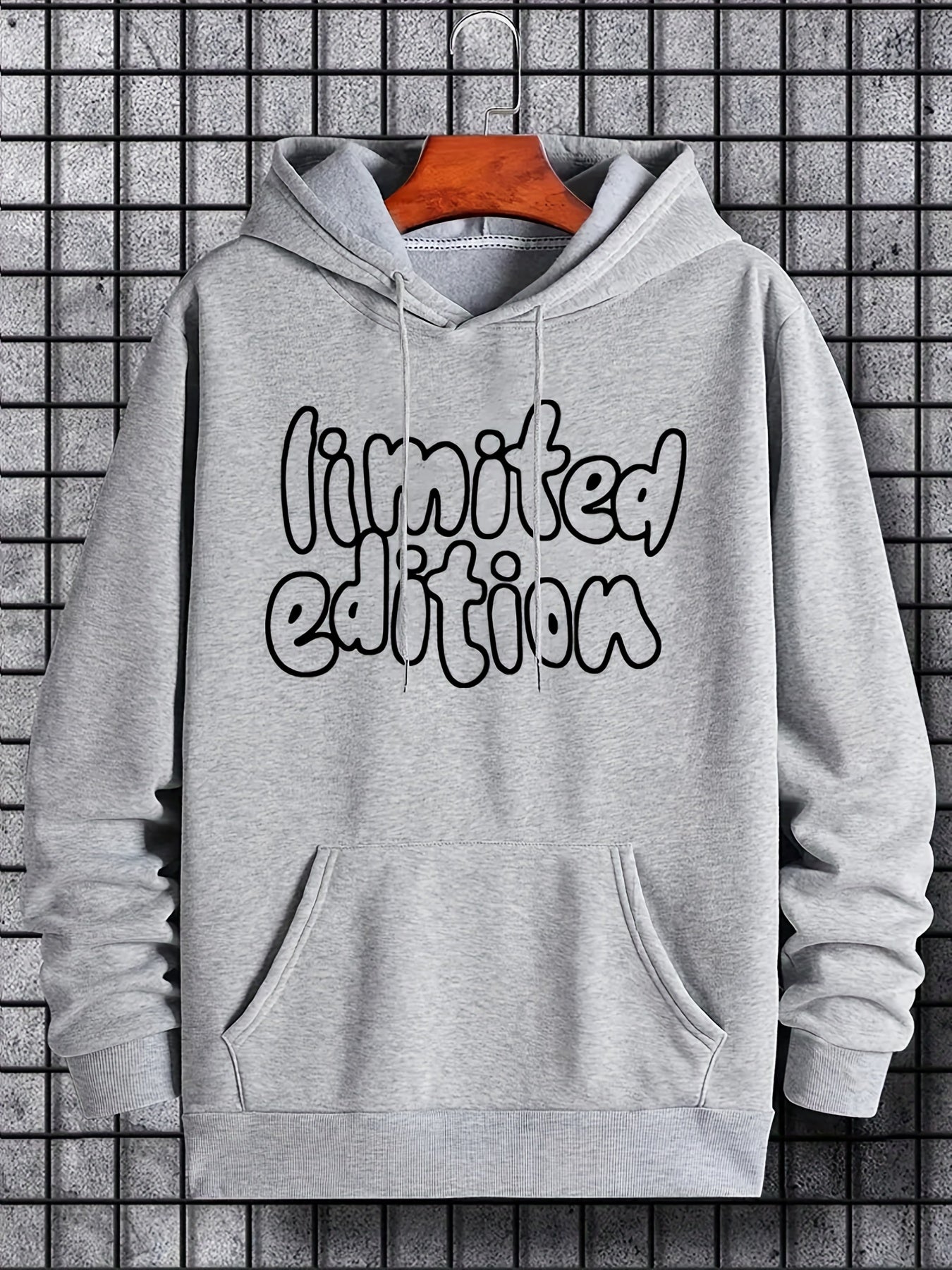 ''Limited Edition'' Graphic Men's Fleece Casual Drawstring Hoodie Sweatshirt Long Sleeve Fashion Hooded Pullover Hoodies With Pocket