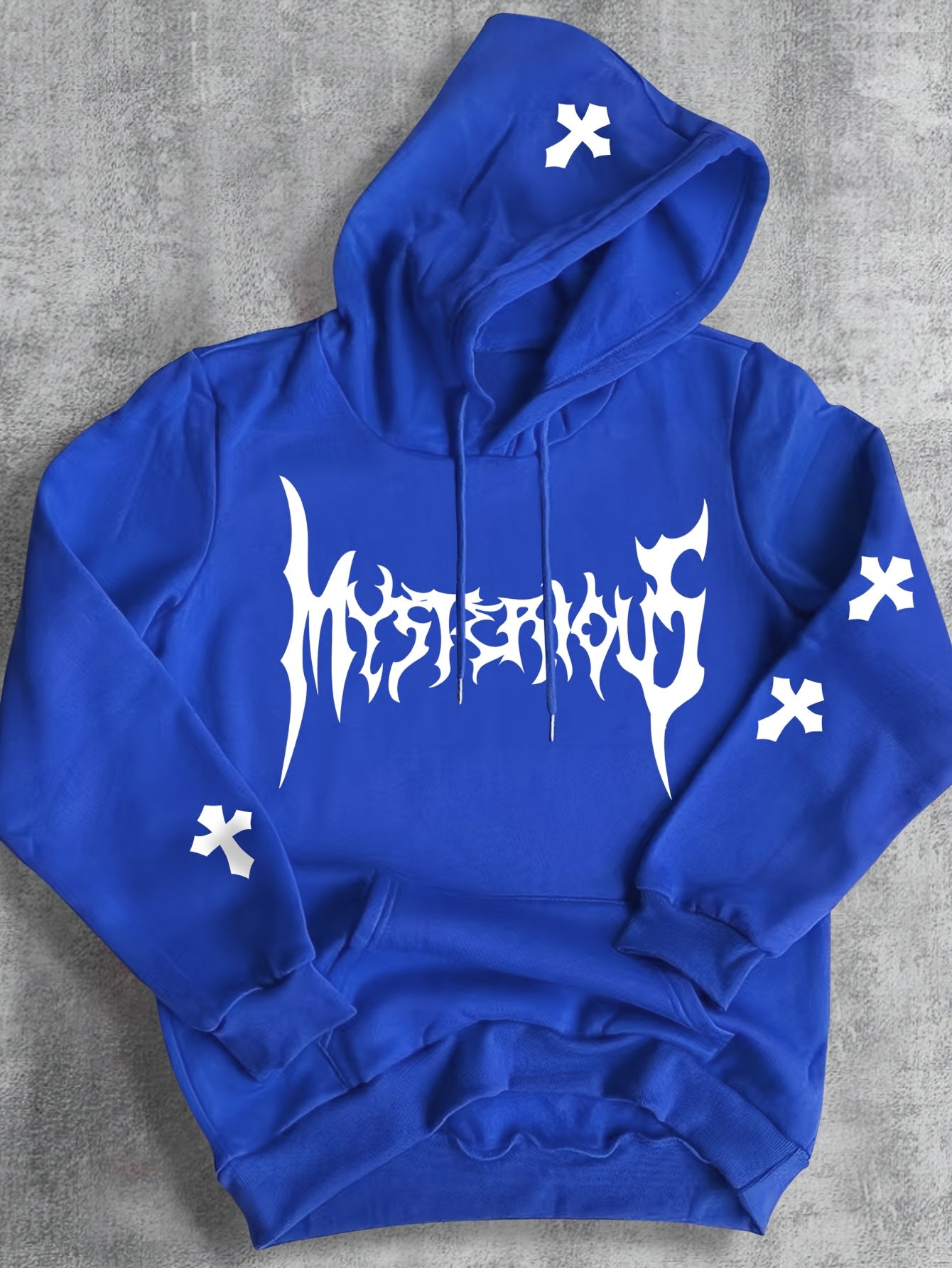 KOURRTER Fleece-Lined Hoodie with Mysterious Cross Print - Casual Pullover Sweatshirt for Men & Women, Perfect for Fall/Winter Streetwear, Sweater Hoodie, KOURRTER