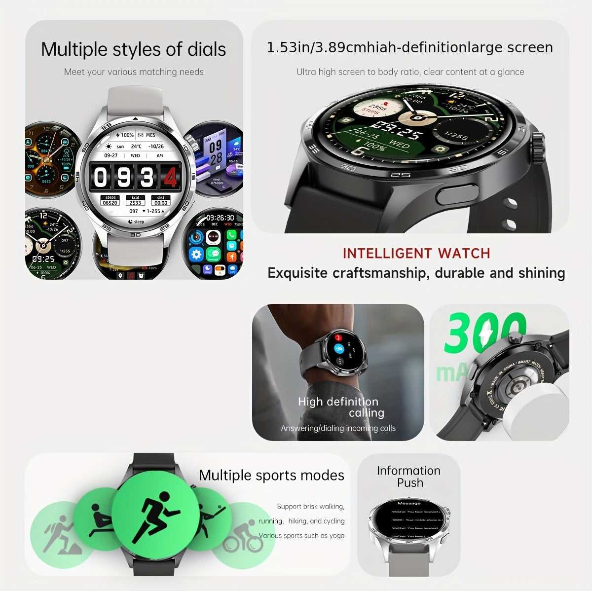 New Watch 5 Pro Smartwatch With 1.53-inch High-definition Screen, Voice Calling, Wireless Calling, NFC Access Control, Outdoor Sports Trajectory Smartwatch With Voice Assistant, Compass, Pedometer, Suitable For Android/iPhone