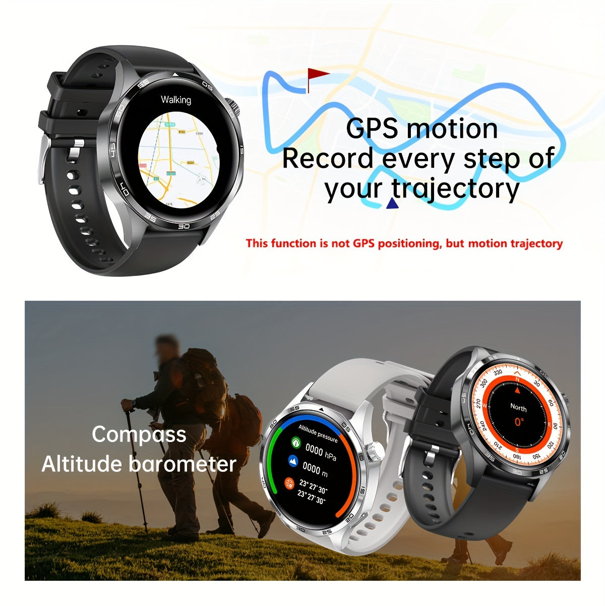 New Watch 5 Pro Smartwatch With 1.53-inch High-definition Screen, Voice Calling, Wireless Calling, NFC Access Control, Outdoor Sports Trajectory Smartwatch With Voice Assistant, Compass, Pedometer, Suitable For Android/iPhone