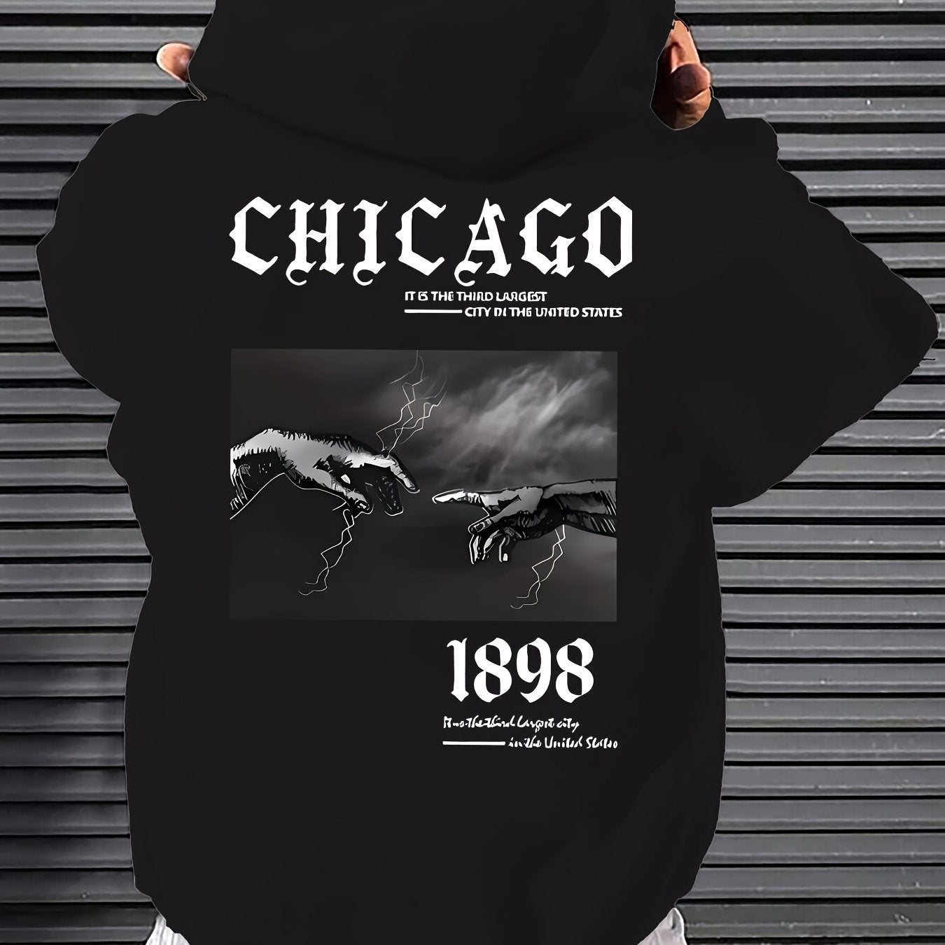 Men's Casual Hoodie with Unique Print Design - Soft Polyester, Machine Washable, Loose Fit Pullover with Kangaroo Pocket