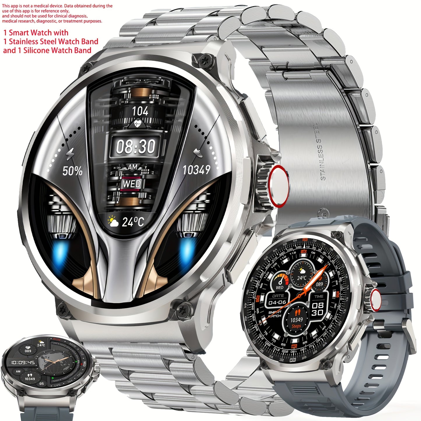 Aviwogr Men'S Smartwatch (For Answering/Making Calls), a Fitness Smartwatch Compatible with Android And Iphone, Featuring a 4.7cm Monitor, Calorie Tracking, Integrated Calling, Wireless Calling Capabilities, Fitness Tracking,