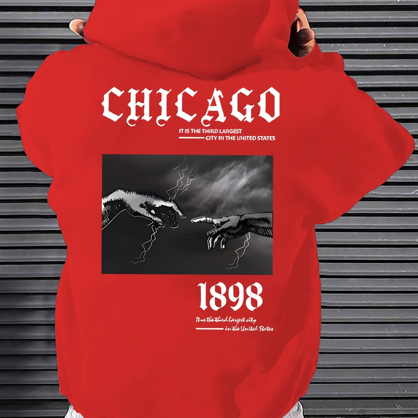 Men's Casual Hoodie with Unique Print Design - Soft Polyester, Machine Washable, Loose Fit Pullover with Kangaroo Pocket