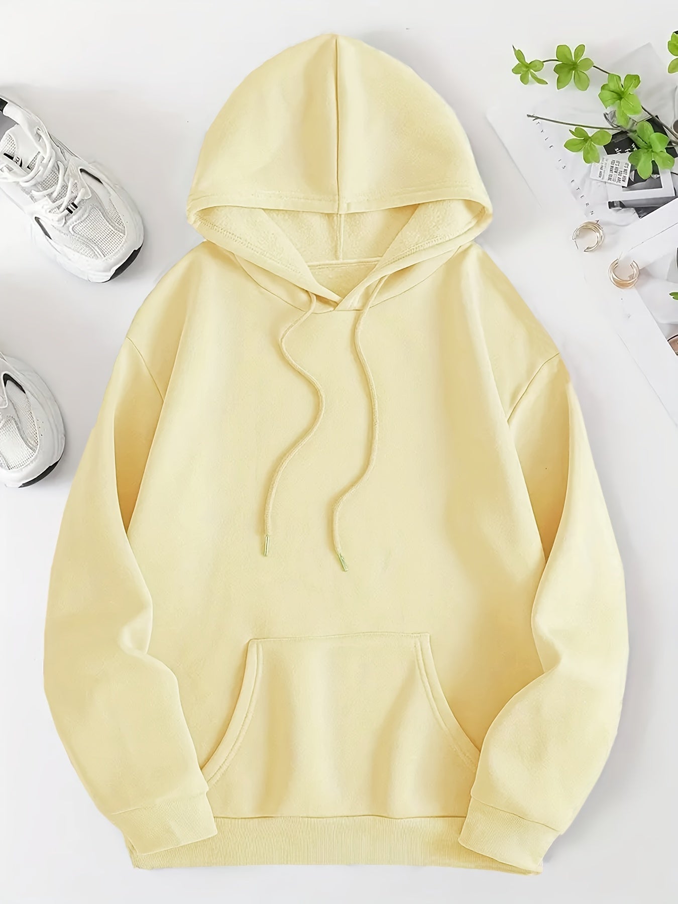 Funny Landscape & Letter Print Kangaroo Pocket Hoodie, Casual Long Sleeve Drawstring Hoodies Sweatshirt for Winter & Autumn, Women's Clothing, Oversized Hoodie