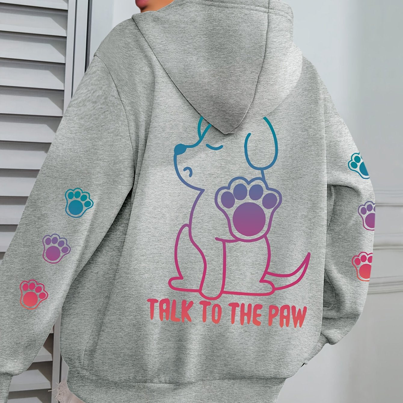 Women's Cozy Puppy Print Hoodie - Casual Long Sleeve with Kangaroo Pocket, Polyester Blend, Machine Washable - Perfect for Fall & Winter