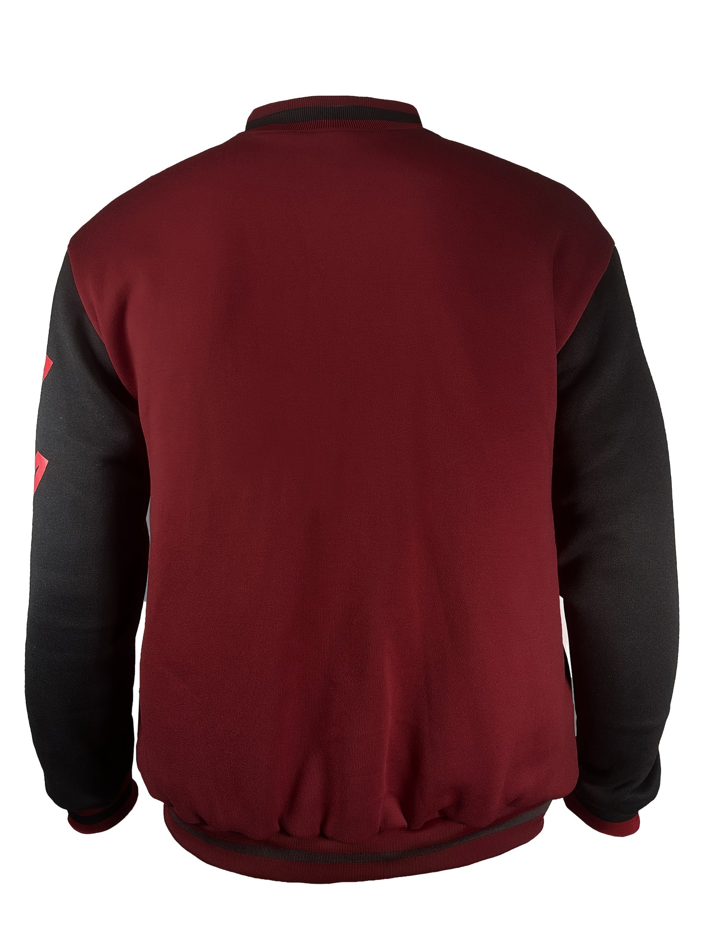 Men'S Casual Fashion Baseball Jacket, 100% Polyester Knit Fabric with Slight Stretch, Crew Neck, Button Closure, Alphabet Pattern, Regular Fit with Pockets, Polyester Lined