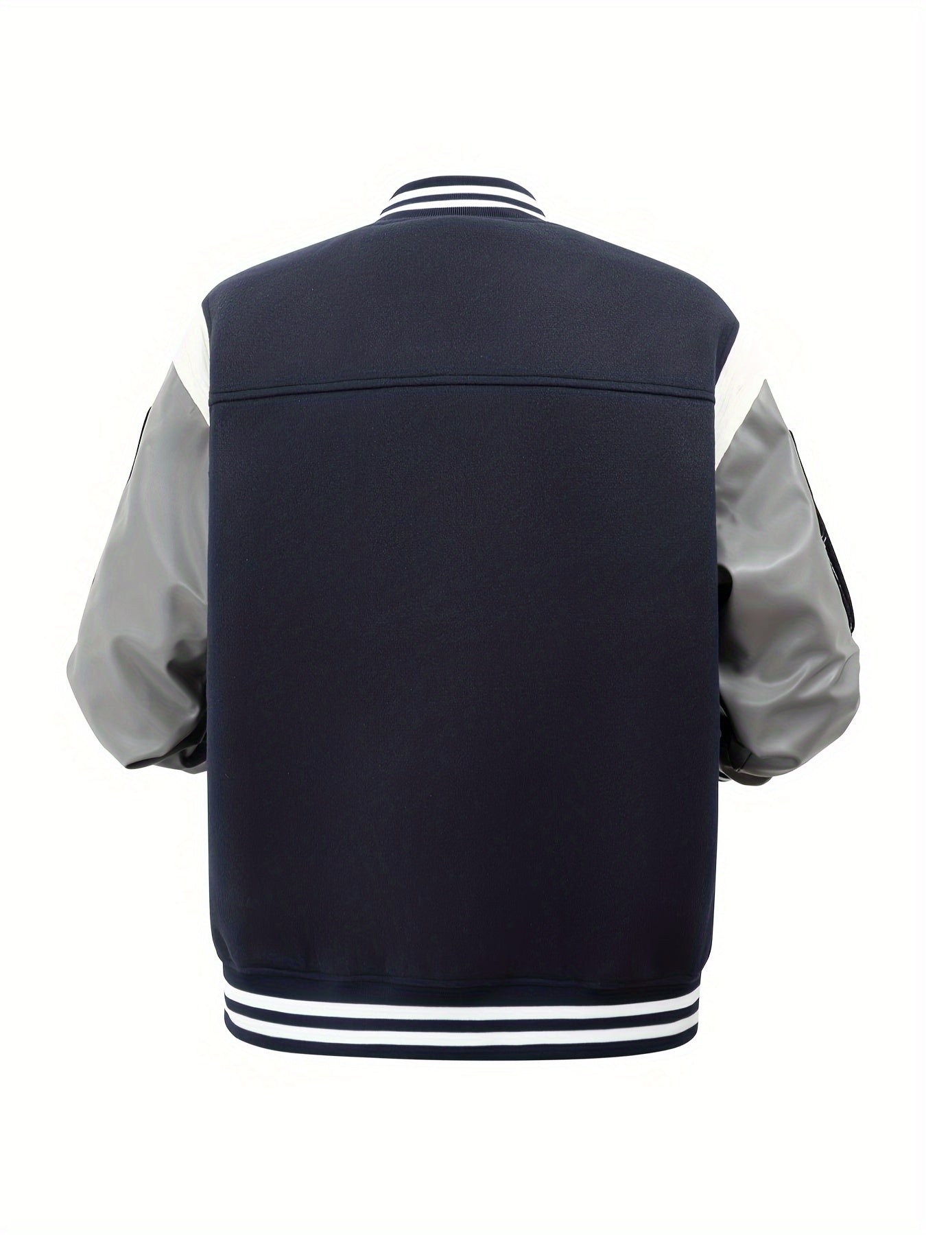Men's Letter Double-wing Embroidery Varisty Jackets Vintage Long Sleeve PU Leather Patchwork Baseball Coats for Autumn&Winter