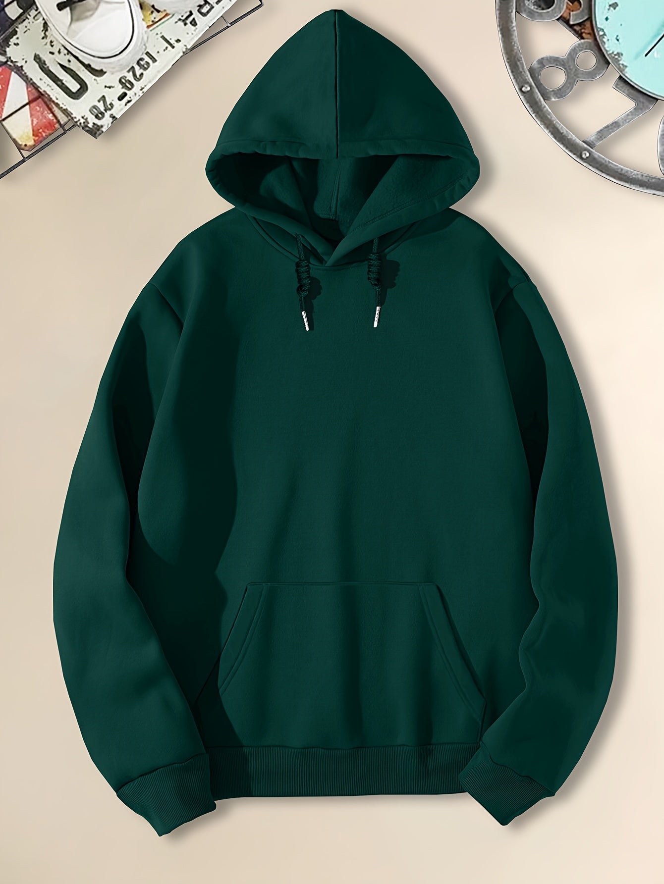 Men's Casual Black Hoodie with Sunset Sports Car Graphic - Cozy Long Sleeve Hooded Sweatshirt, Polyester, Machine Washable for Autumn & Winter, Sweater Hoodie
